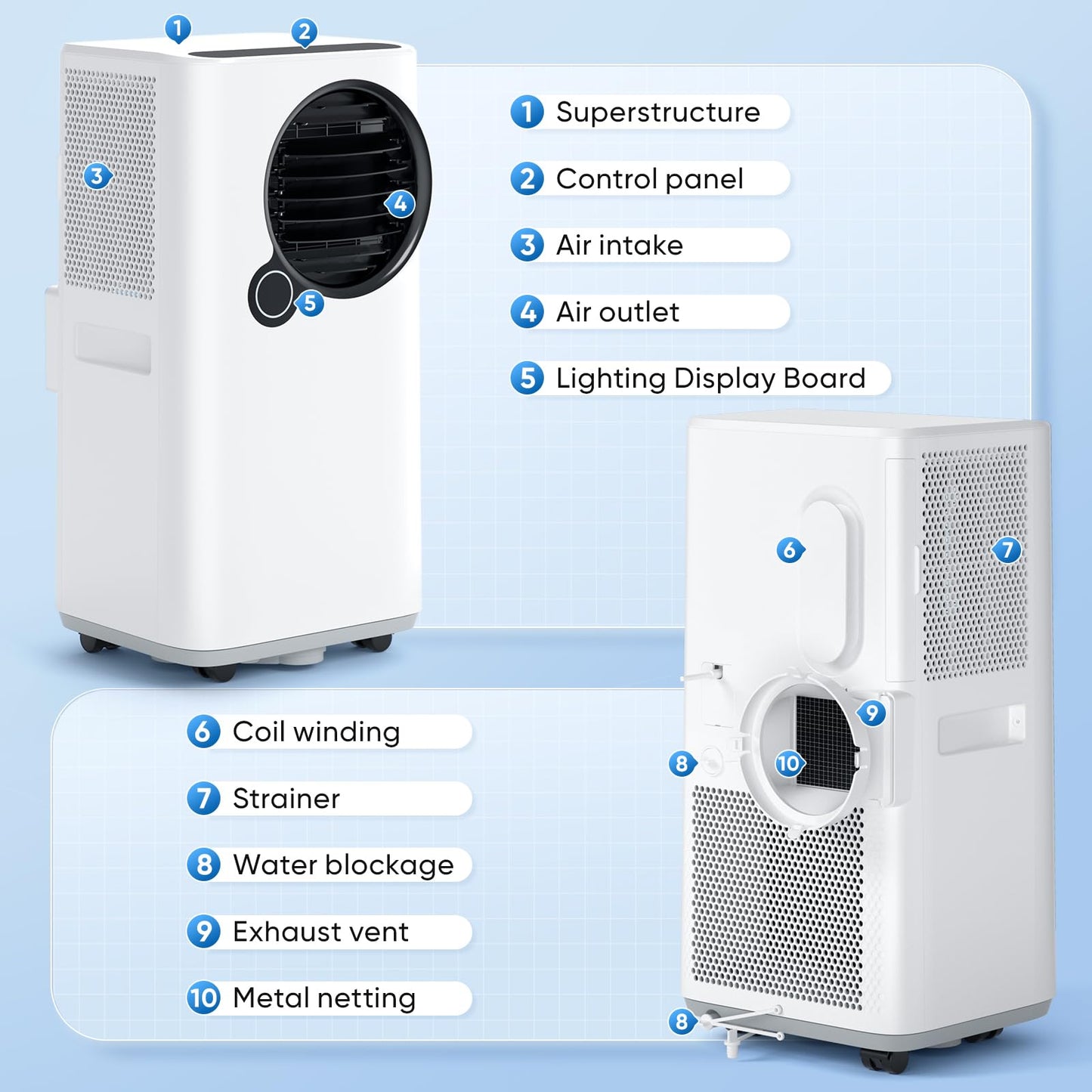 KINDOJIA Portable Air Conditioners 16,000 BTU, 6-in-1 Smart AC with WiFi App Control, Ultra-Quiet Sleep Mode, Child Lock & 24H Timer, Ideal for Large Rooms up to 700 Sq. Ft, Bedroom Home Office