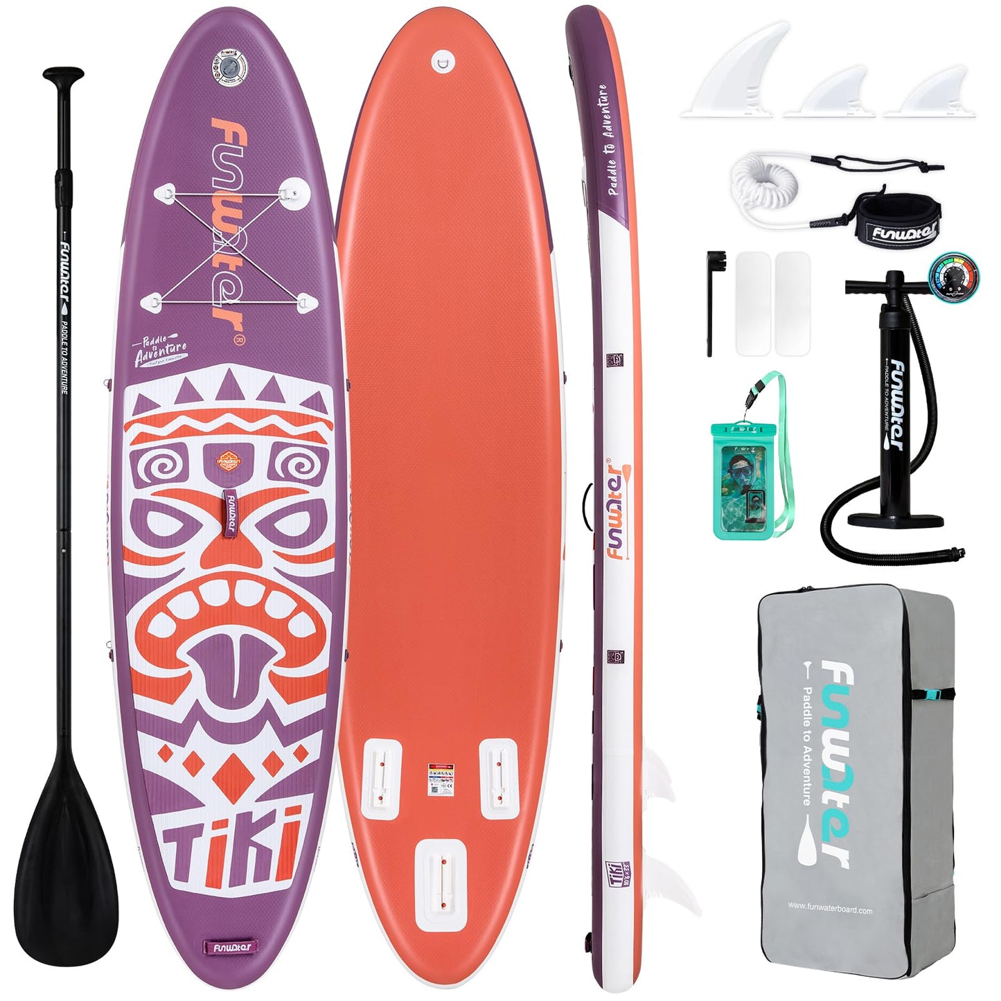 FunWater 10'6×33"×6" Inflatable Stand Up Paddle Board with Premium SUP Paddleboard Accessories, Wide Stable Anti-Slip EVA Deck,Paddle Boards for Adults & Youth of All Skill Levels