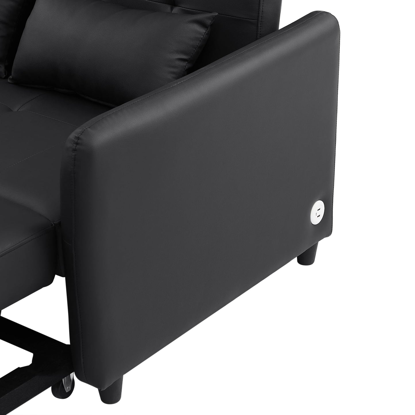 Eafurn Convertible Sleeper Sofa Bed Modern PU Leather Loveseat Sofa with Pull-Out Bed, Futon Loveseat Couch for Small Spaces, Office, Guest Room, Living Room,RV, with USB Charging Port