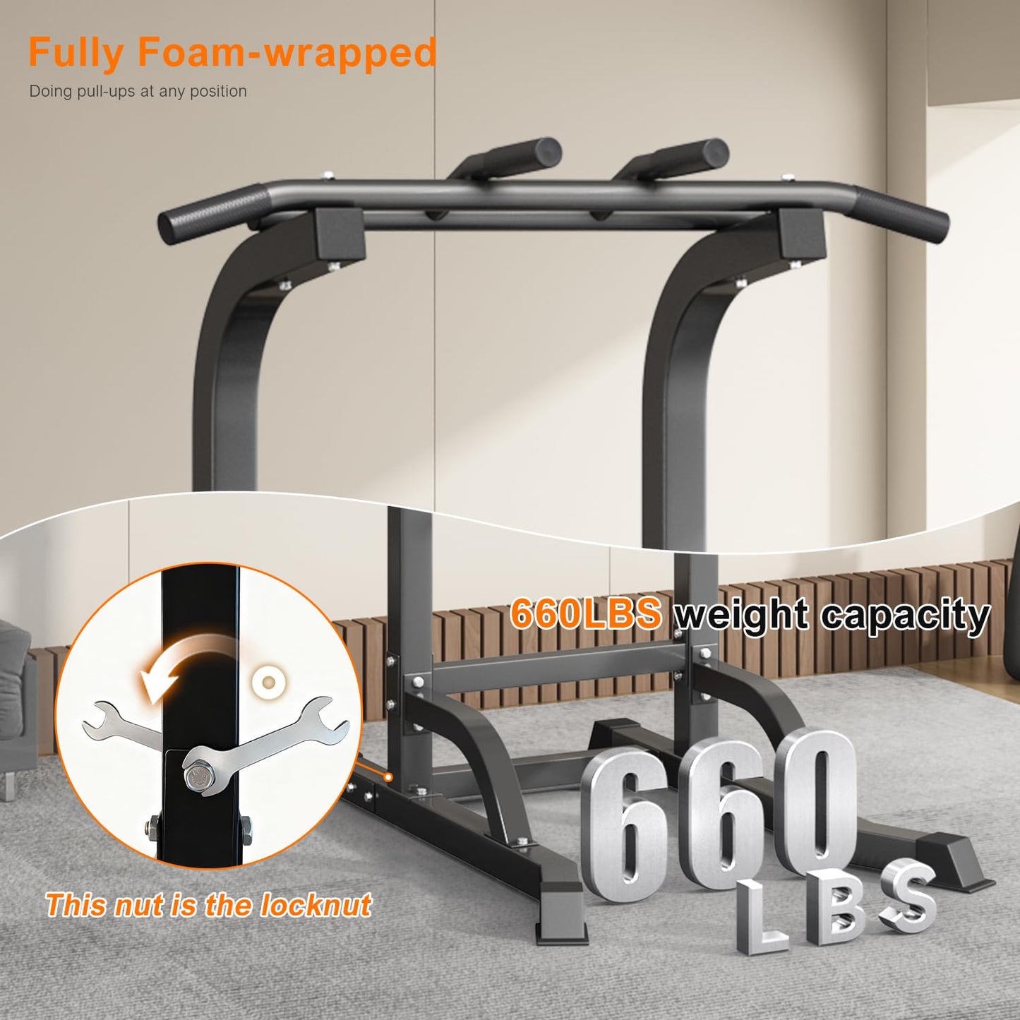 DONIUZ Power Tower Pull Up Bar and Dip Station, Multi-Function Home Gym, Strength Training Fitness Equipment, Height Adjustable(DZ-580A)