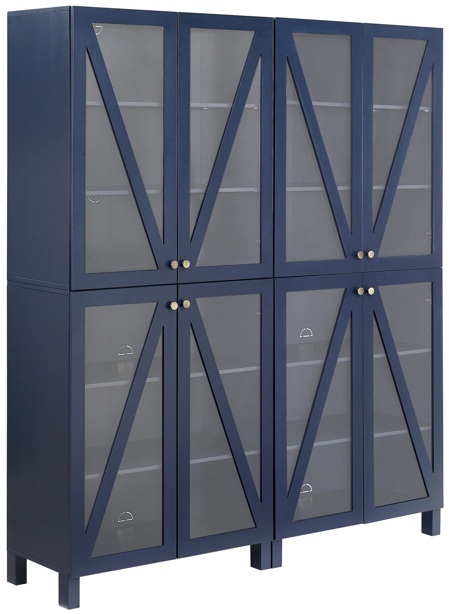 Crosley Furniture Cassai 2-Piece Pantry Storage Cabinet Set with Shelves, Kitchen, Dining, or Laundry Room, Navy