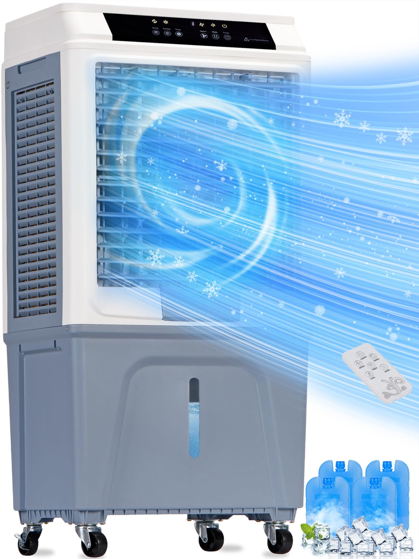 Uthfy Swamp Cooler, 3880CFM Evaporative Air Cooler with 10.6 Gal Water Tank, 120° Oscillation, 12H Timer, Remote, Ultra Quiet Cooling Fan, Outdoor Air Conditioner for Garage Patio Large Room