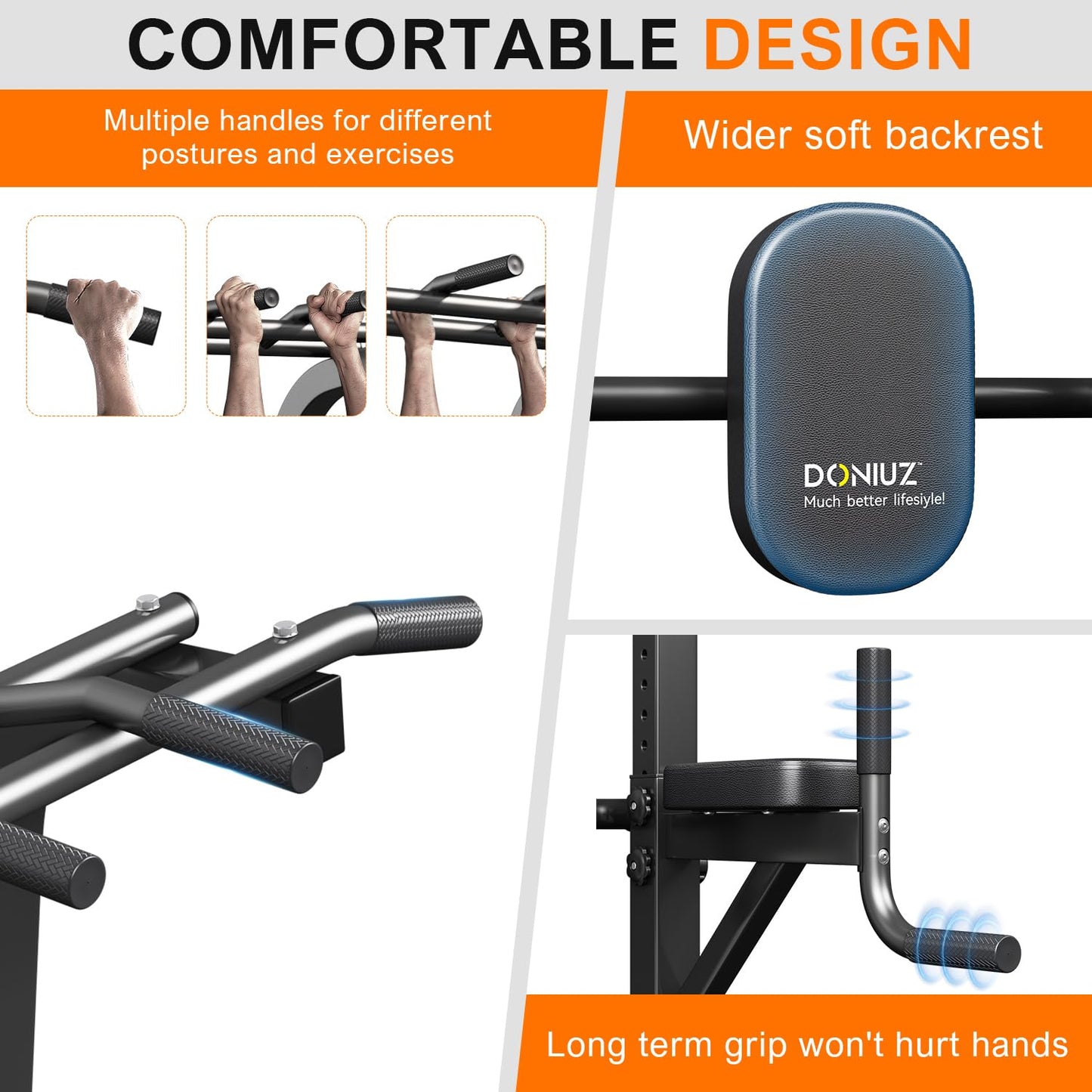 DONIUZ Power Tower Pull Up Bar and Dip Station, Multi-Function Home Gym, Strength Training Fitness Equipment, Height Adjustable(DZ-580A)