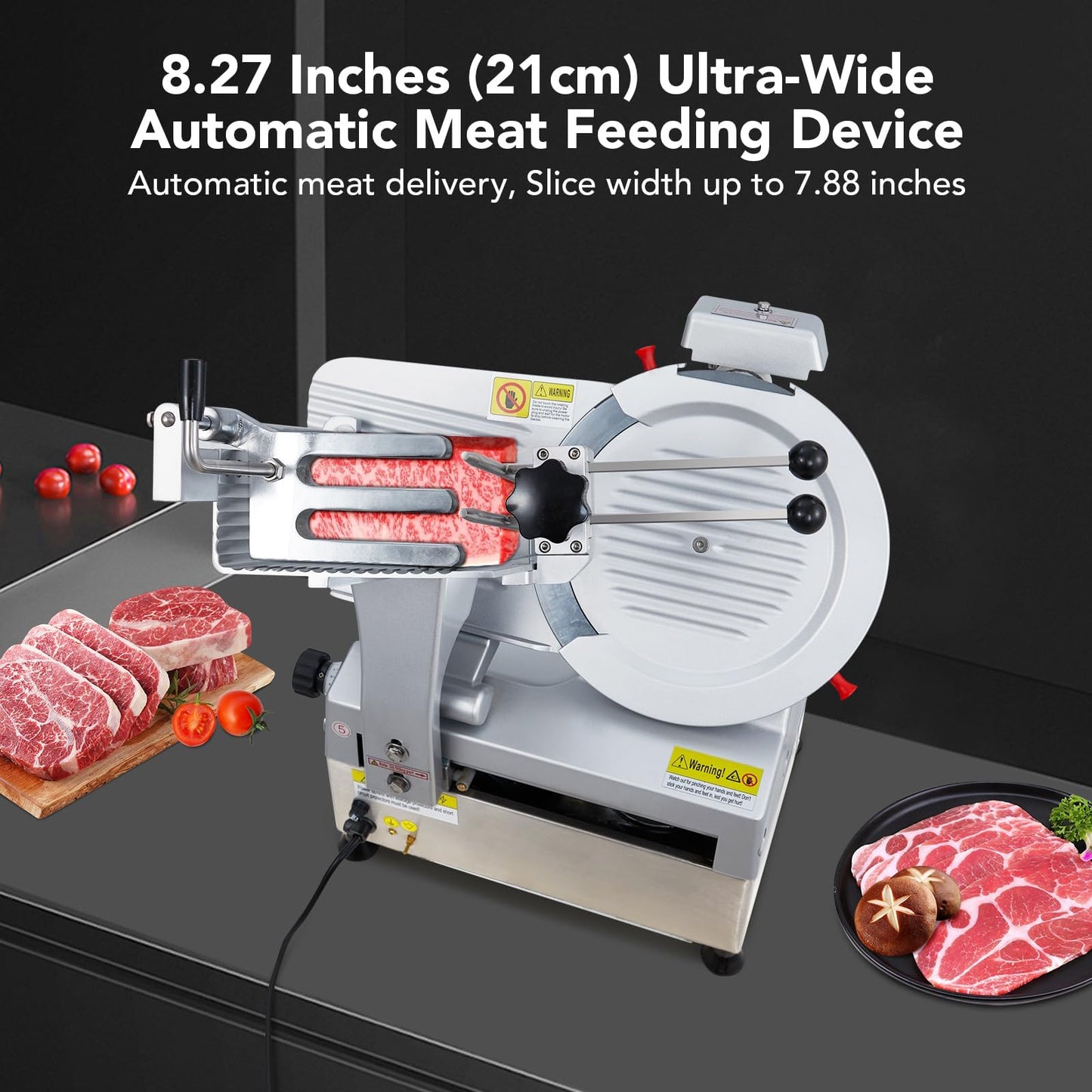 550W Automatic Meat Slicer, Electric Meat Cutter with 12" Carbon Steel Blade for Kitchen Commercial Use