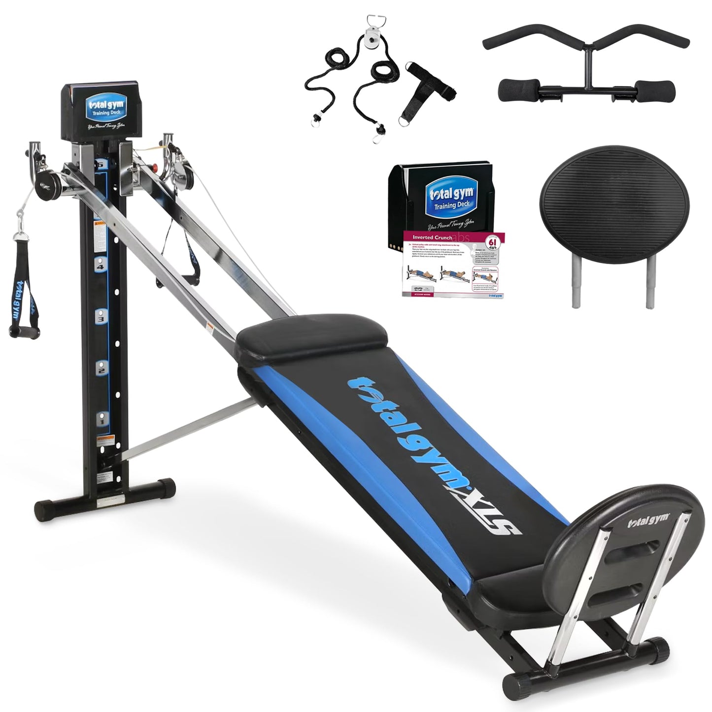 Total Gym XLS Men/Women Universal Full Body Training Home Gym Machine, 80 Unique Exercises, w/ Squat Stand, Leg Pull, 2 Ankle Cuffs & Exercise Chart