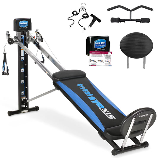 Total Gym XLS Men/Women Universal Full Body Training Home Gym Machine, 80 Unique Exercises, w/ Squat Stand, Leg Pull, 2 Ankle Cuffs & Exercise Chart