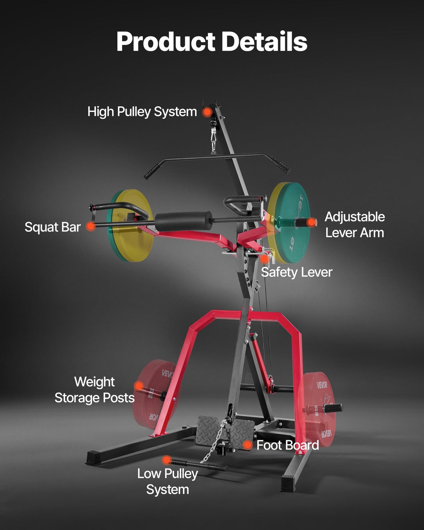 VEVOR Home Gym Equipment, Leverage Gym with 2:1 Ratio LAT Low Row System, Strength Training Machine for Squats Deadlifts Bench Press Bicep Curls, Home Gym Machine, Adjustable Full Body Workout Station