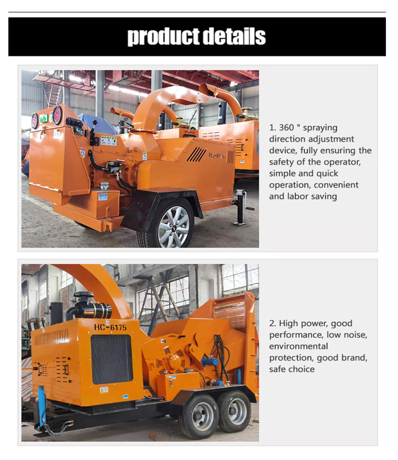 Commercial Wood Chipper Shredder Machine Industrial Mobile Wood Chipper for Tree Branch & Log - Easy Maintenance Forestry Wood Crusher Machine with Lift Roller and 360° Discharge