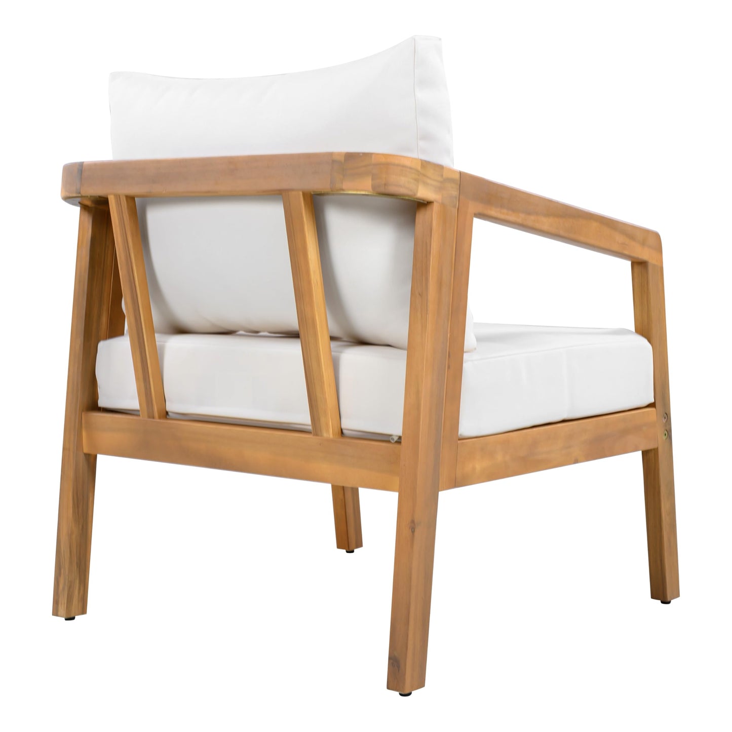 Christopher Knight Home Sures Acacia Wood Club Chair and Coffee Table Set, 3 Piece Patio Bistro Set, Solid Wood Outdoor Patio Furniture Set with Center Table, Natural+Beige