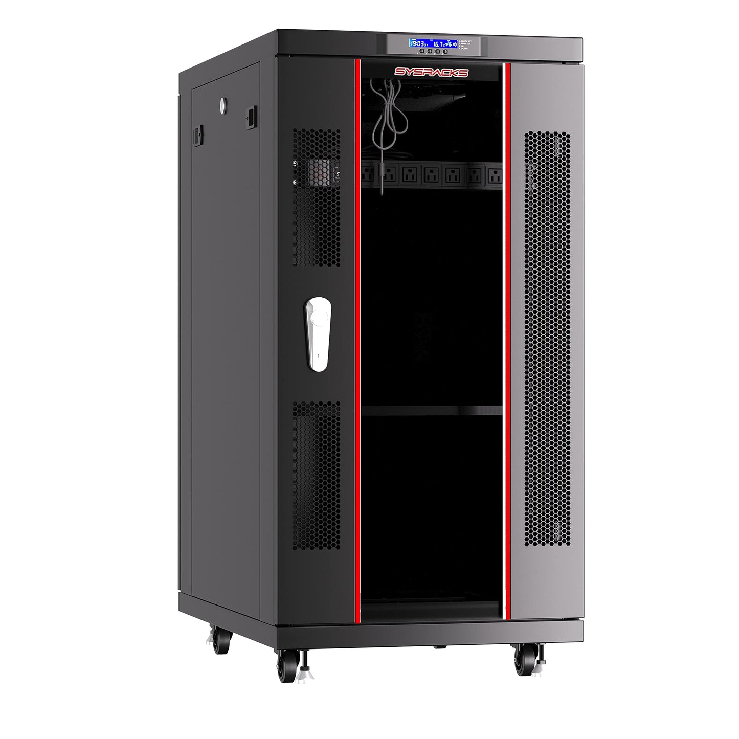 18U Server Rack Cabinet – 19" Network Rack Enclosure, 39" Deep Floor Standing Data Rack with Locking Glass Door, Cooling Fans, PDU & Shelf for Servers, Switches and Patch Panels