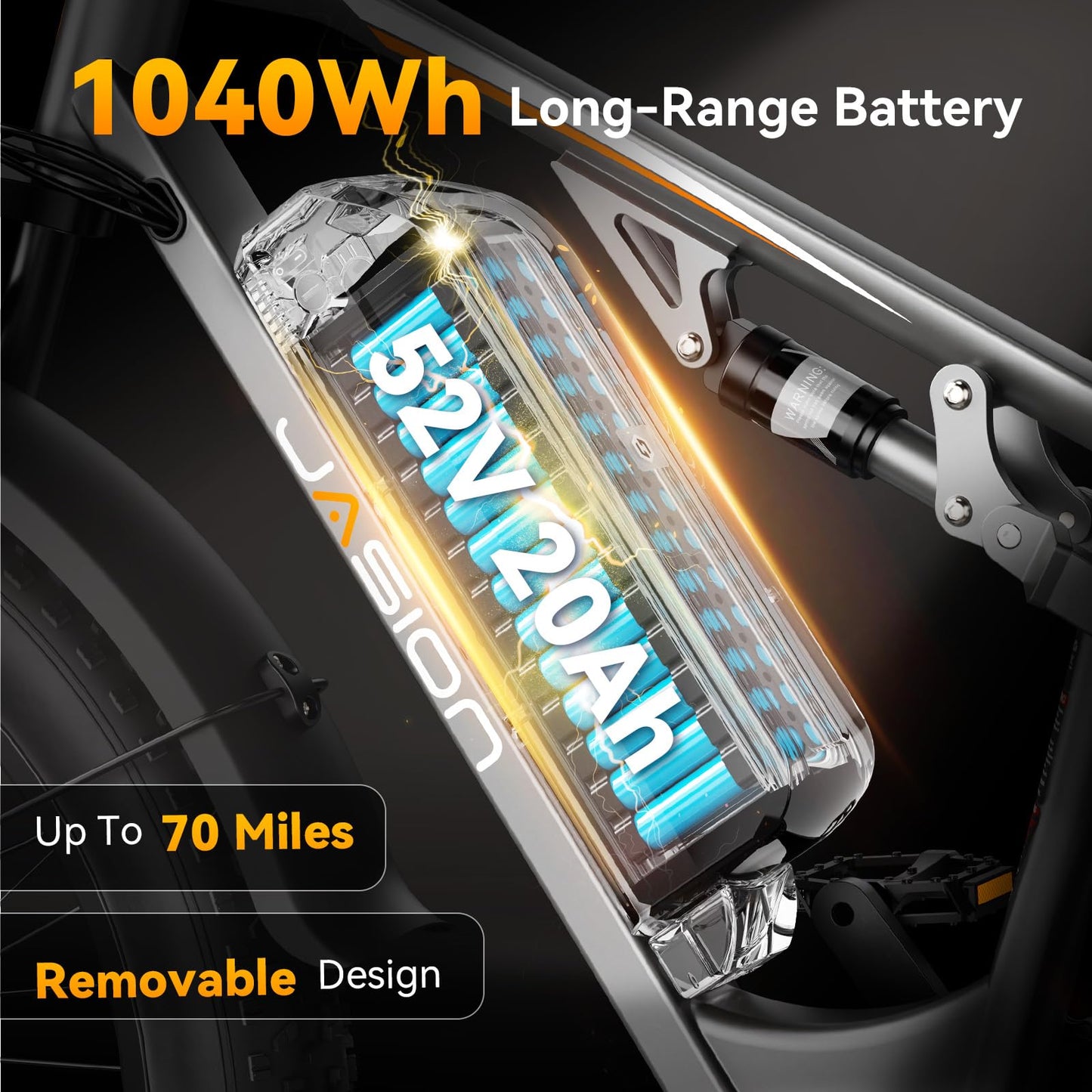 Jasion EB5 Ultra Electric Bike for Adults, Peak 2500W Ebike with 52V 20Ah (1040Wh) Battery, Dual Suspension & Hydraulic Brakes, 26"x4" Fat Tire Off-Road Electric Bicycle