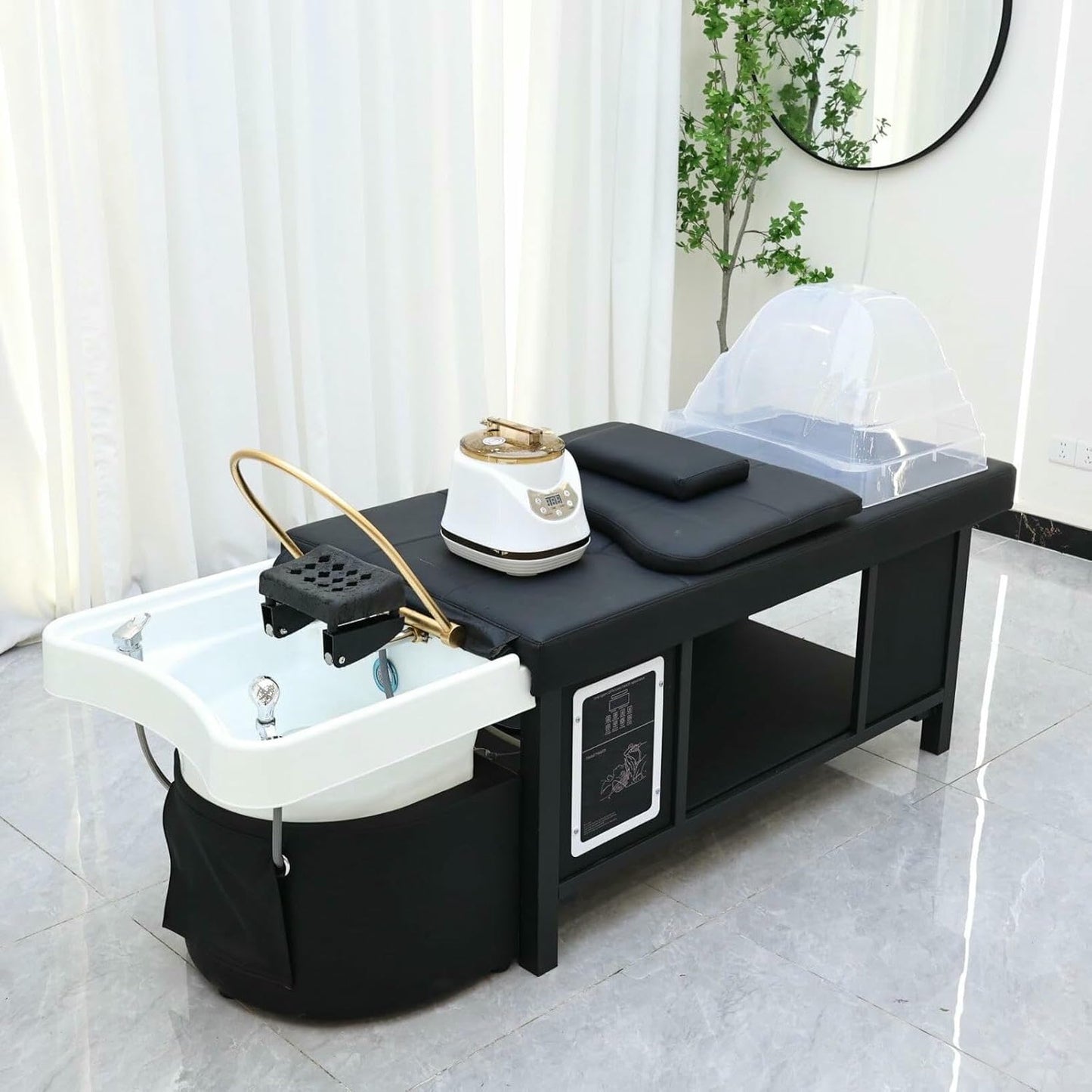 BTOIASYHF Massage Bed with Shampoo Bowl - Professional Head Spa Equipment for Beauty Salons, Adjustable Backwash Unit, Beauty Bed
