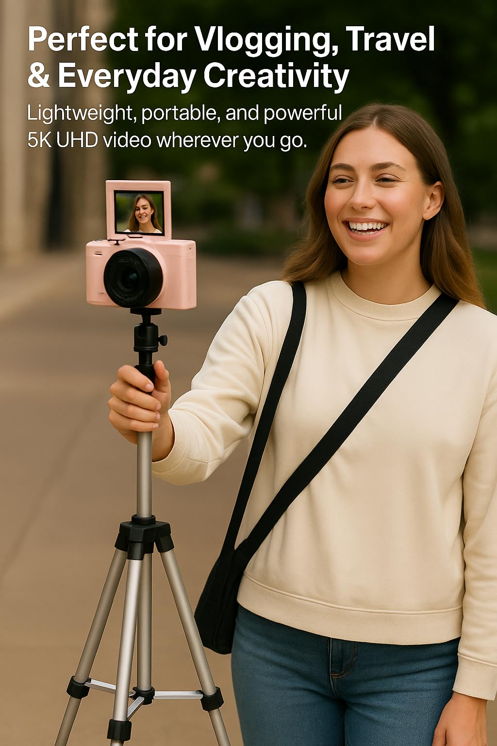 4K/5K Digital Camera – 75MP Vlogging Camera for YouTube, 180° Flip Screen, 18X Zoom, WiFi – Black Ultimate Kit with 64GB Card, 50" Tripod, Carrying Case, Macro/Wide Lens, Flash & Filters – Acuvar