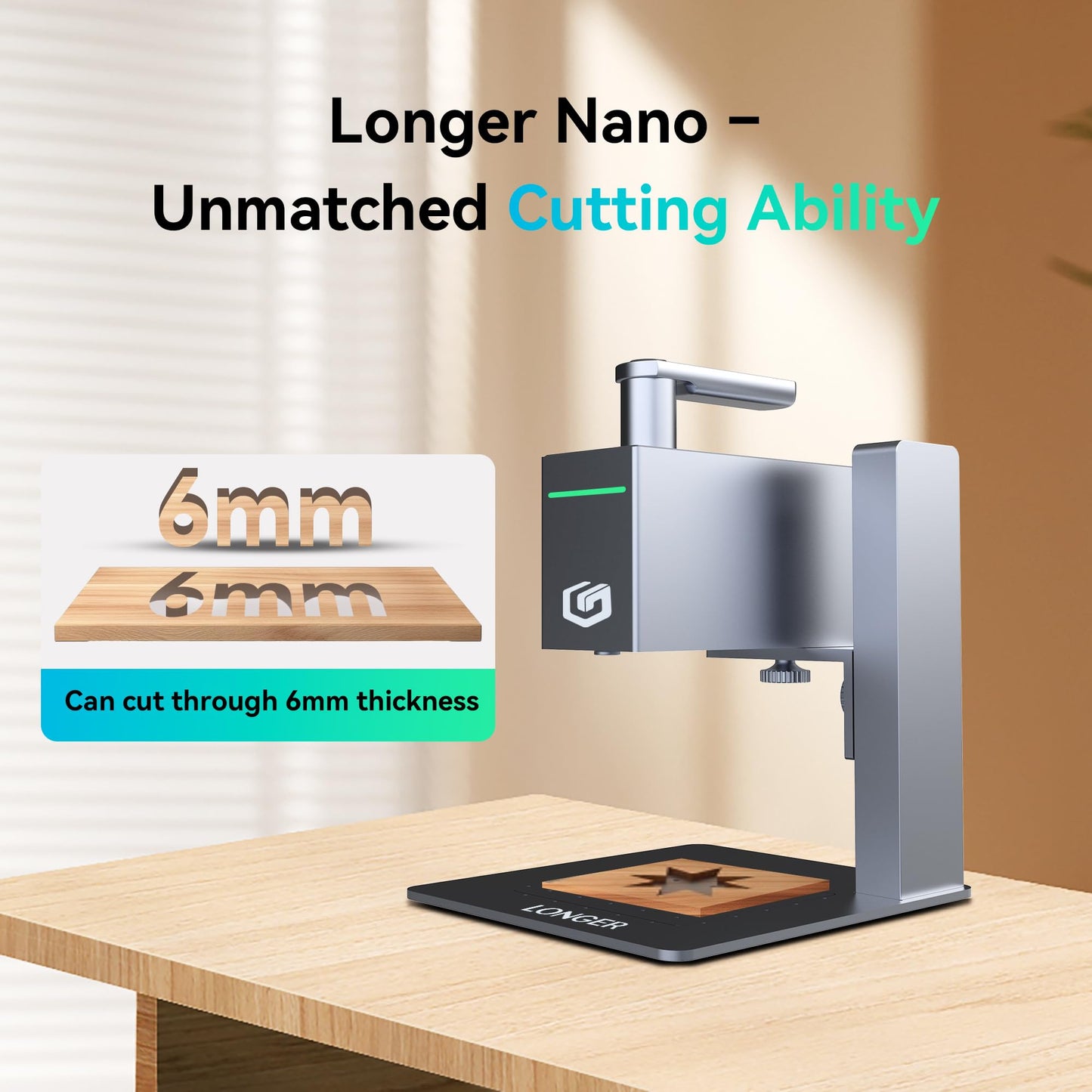 Longer Nano Laser Engraver Machine with 6W Diode, 5000mm/s High Speed & 0.05mm Precision - Portable Handheld Laser Cutter for Wood, Metal, Leather, Jewelry