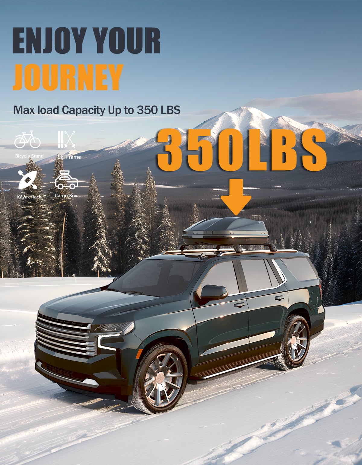 KINGGERI Lockable 350lbs Roof Rack Cross Bars Compatible with 2021 2022 2023 2024 2025 2026 Chevy Tahoe & Chevrolet Suburban & GMC Yukon XL & Cadillac Escalade ESV, Heavy Duty Rooftop Aluminum