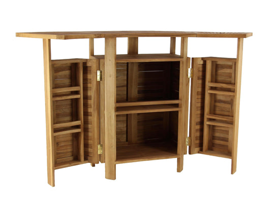 Deco 79 Teak Wood Indoor Outdoor Folding Bar with Expandable Sides, 70" x 24" x 41", Brown
