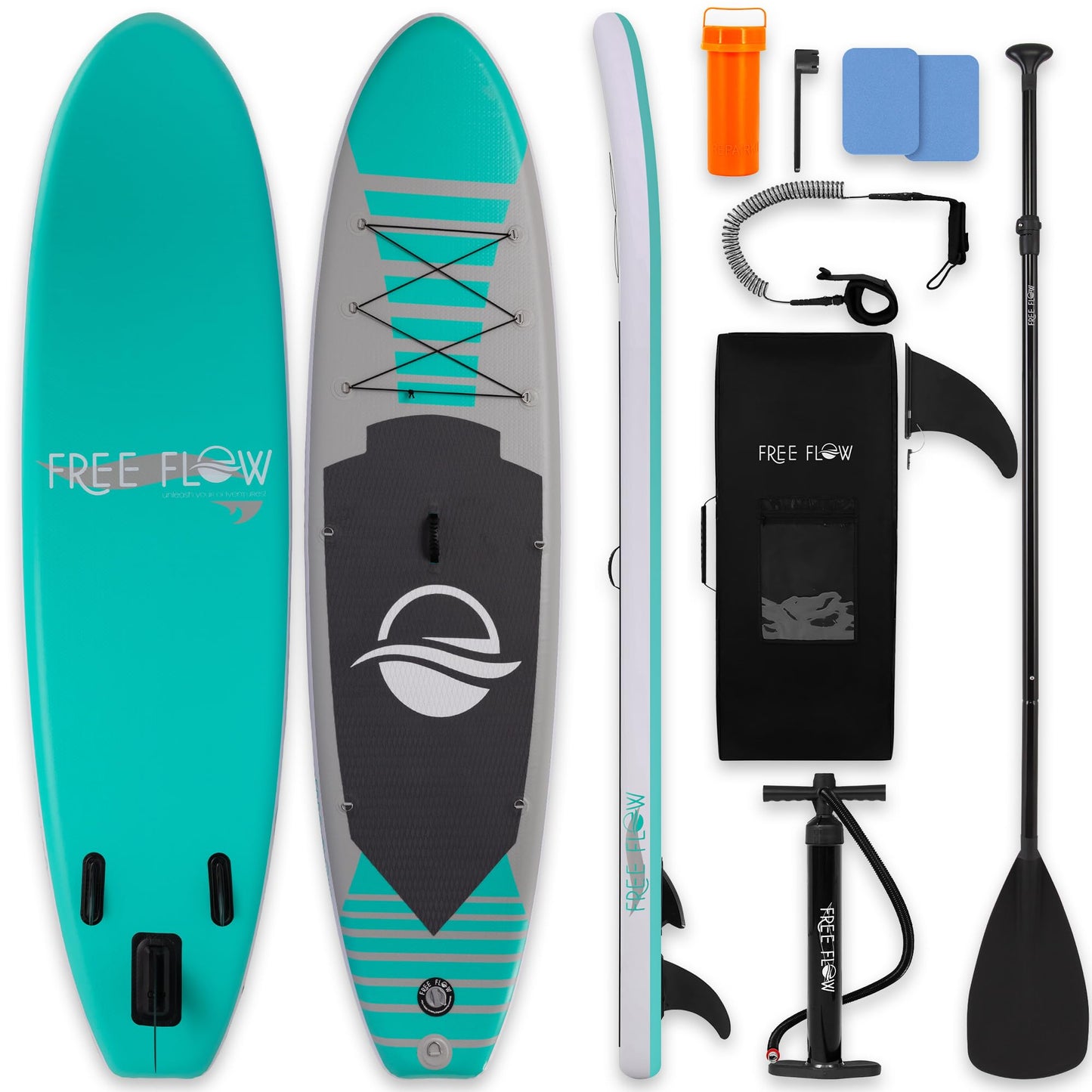 SereneLife 10’ Inflatable Stand Up Paddle Board with Premium SUP Accessories - 32” Wide Stable Design with Non-Slip EVA Deck Pad, for Youth and Adults, 275 lbs. Capacity
