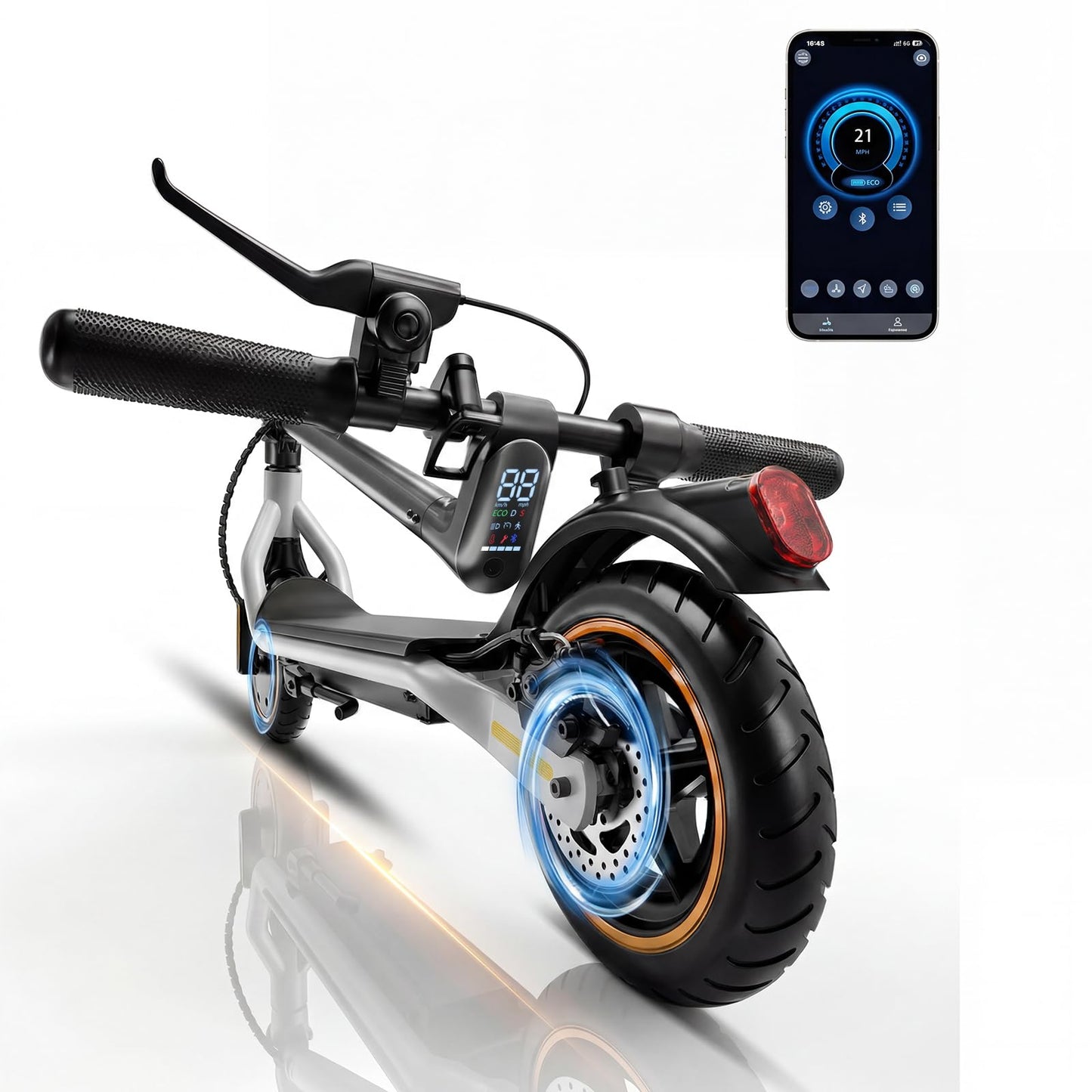 WAWSCOTE Electric Scooter - Electric Scooter Adults, 500W/1500W Motor, 18/21/25 Max MPH, 21/28 Miles Max Range, APP Control, Double Braking Systems, 8.5’’ Tire, Foldable E-Scooter