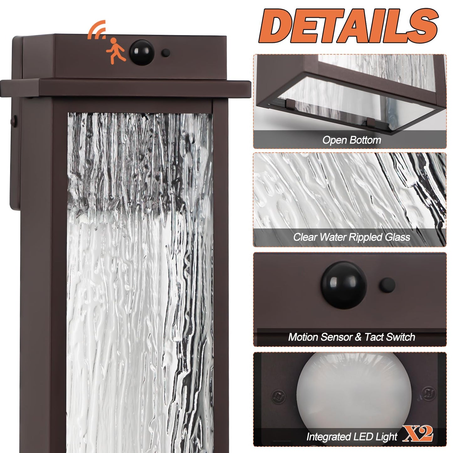 VenzBlomia 20·LED Outdoor Wall Sconce, Motion Sensor, Waterproof, Oil Rubbed Bronze, 2 Pack