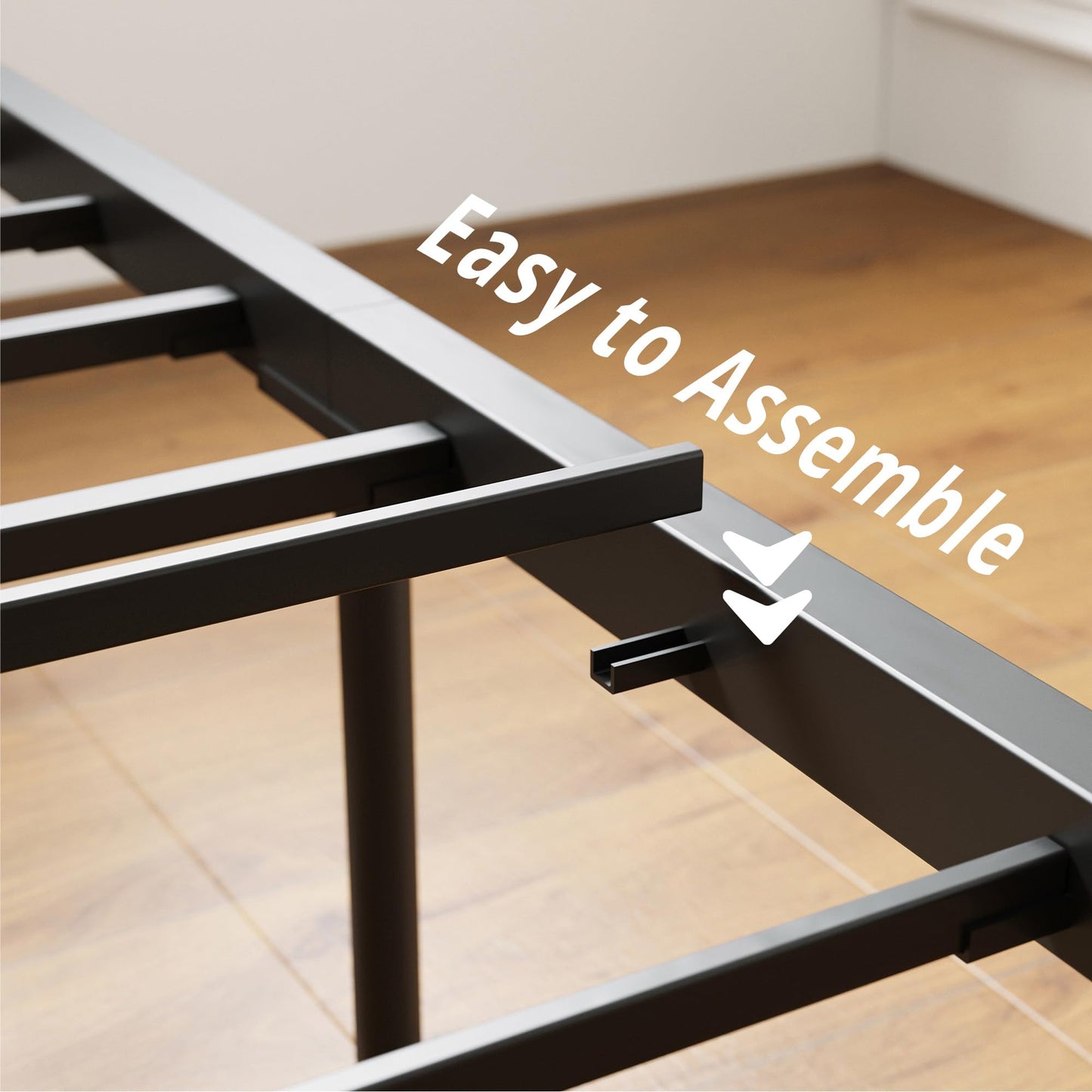 LIKIMIO California King Bed Frame with 4 Storage Drawers, Platform Bed with Charged Headboard, Sturdy and Stable, No Noise, No Box Spring Needed, Easy to Install, Wood and Cream