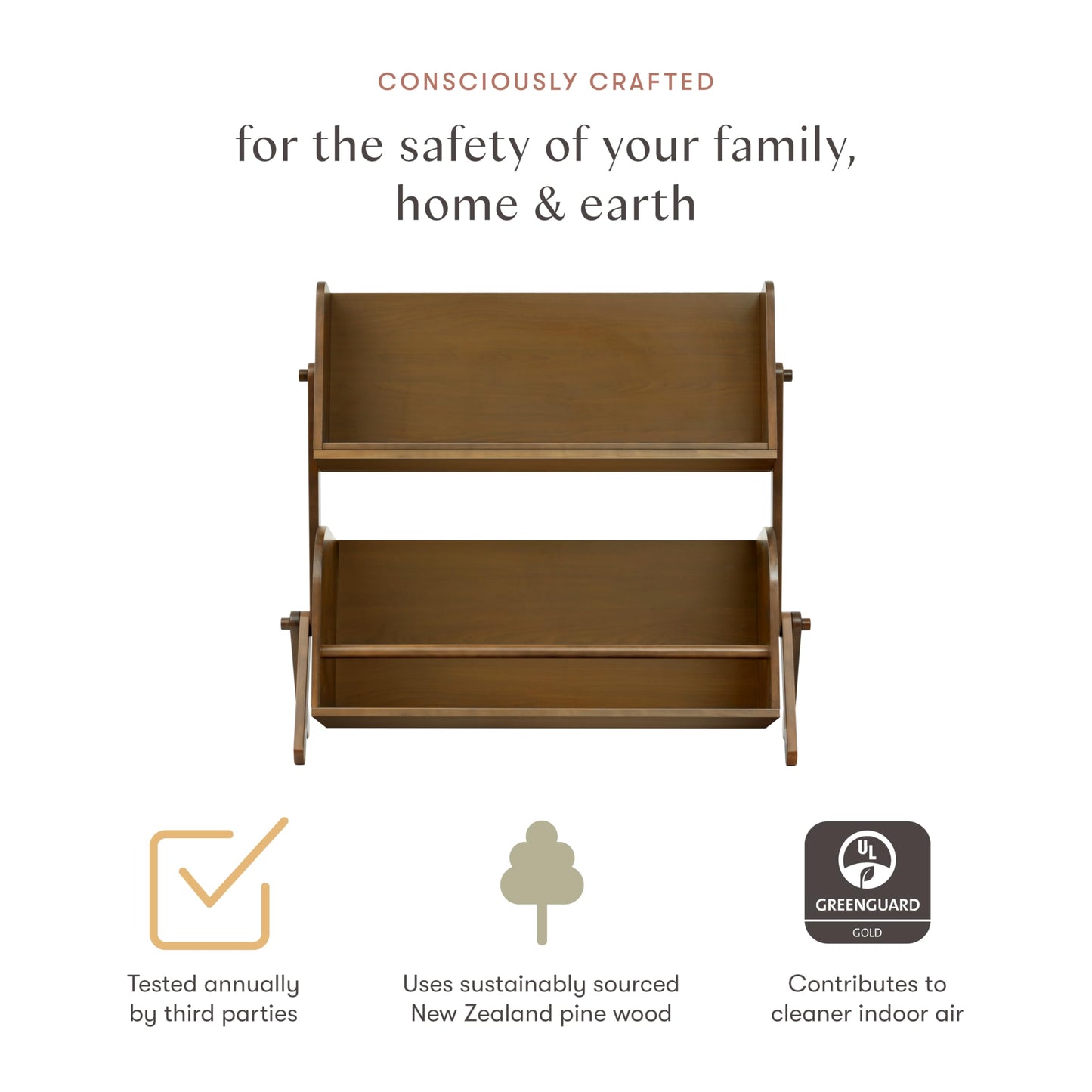 Babyletto Kids Tally Storage and Bookshelf in Natural Walnut, Greenguard Gold Certified