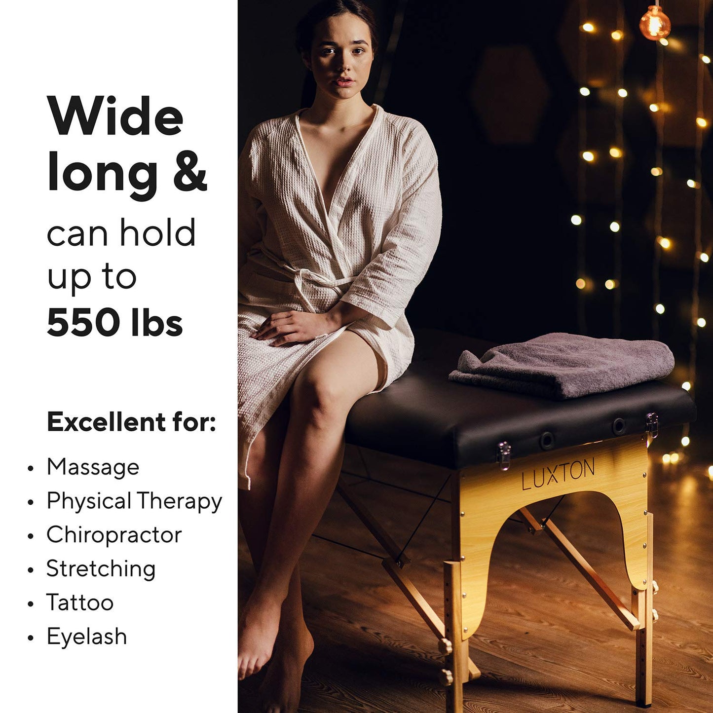 Luxton Home Memory Foam Massage Table Premium Portable Foldable Massage Bed Height Adjustable 72 Inches Long 27 Inches Wide Home Salon Spa Bed Tattoo Table with Accessories & Carrying Case Easy Set Up