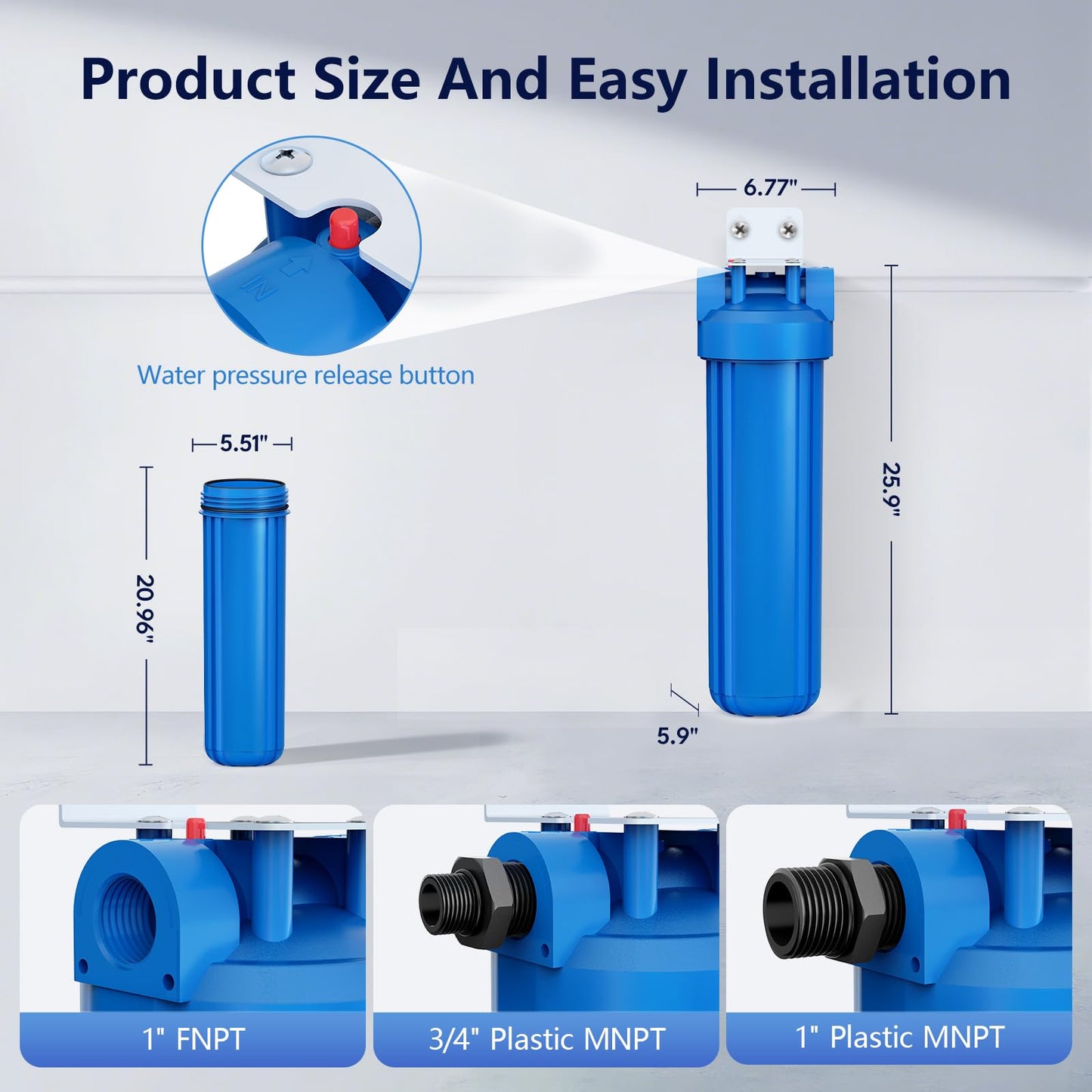 Whole House Salt Free Water Softener, Salt-Free Water Filter System, Salt-Free Water Softener Alternative, Prevent Water Scale Buildup, Without Salt and No Waste Water, 1" FNPT - Protect Appliances