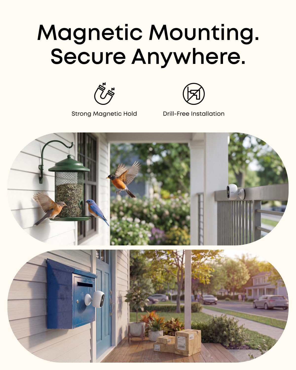 eufy Security eufyCam C35 4-Cam Kit with Solar Panel, Wireless Security Camera, Outdoor and Indoor, Magnetic Mount, Color Night Vision, Local Storage, No Monthly Fee, IP67, Built-in 8GB, White