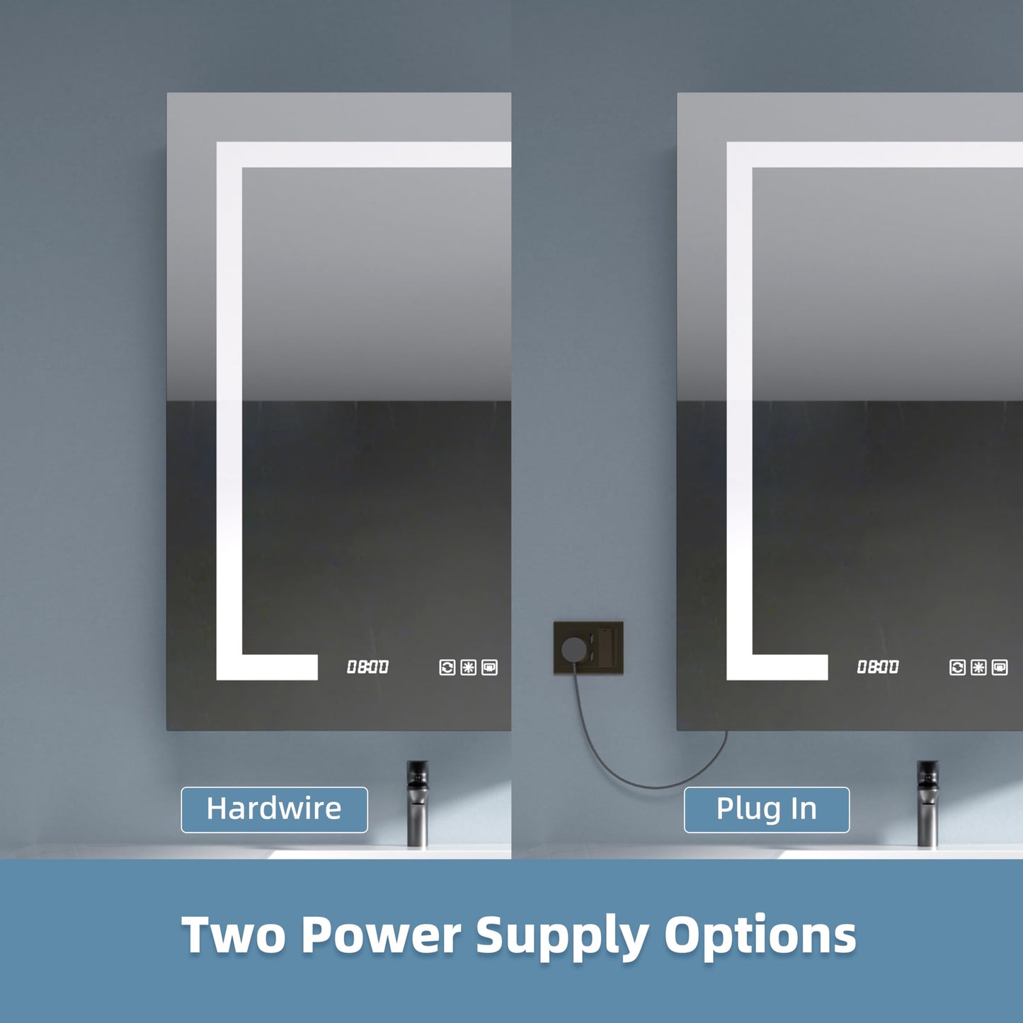 SGTLCNG LED Medicine Cabinet Mirror, 24x30 Inch Bathroom Storage, Recessed/Wall Mount, Plug-in/Hardwired, 3 Color Dimmable Light, Anti-Fog, Time Temp Display, Left Hinge