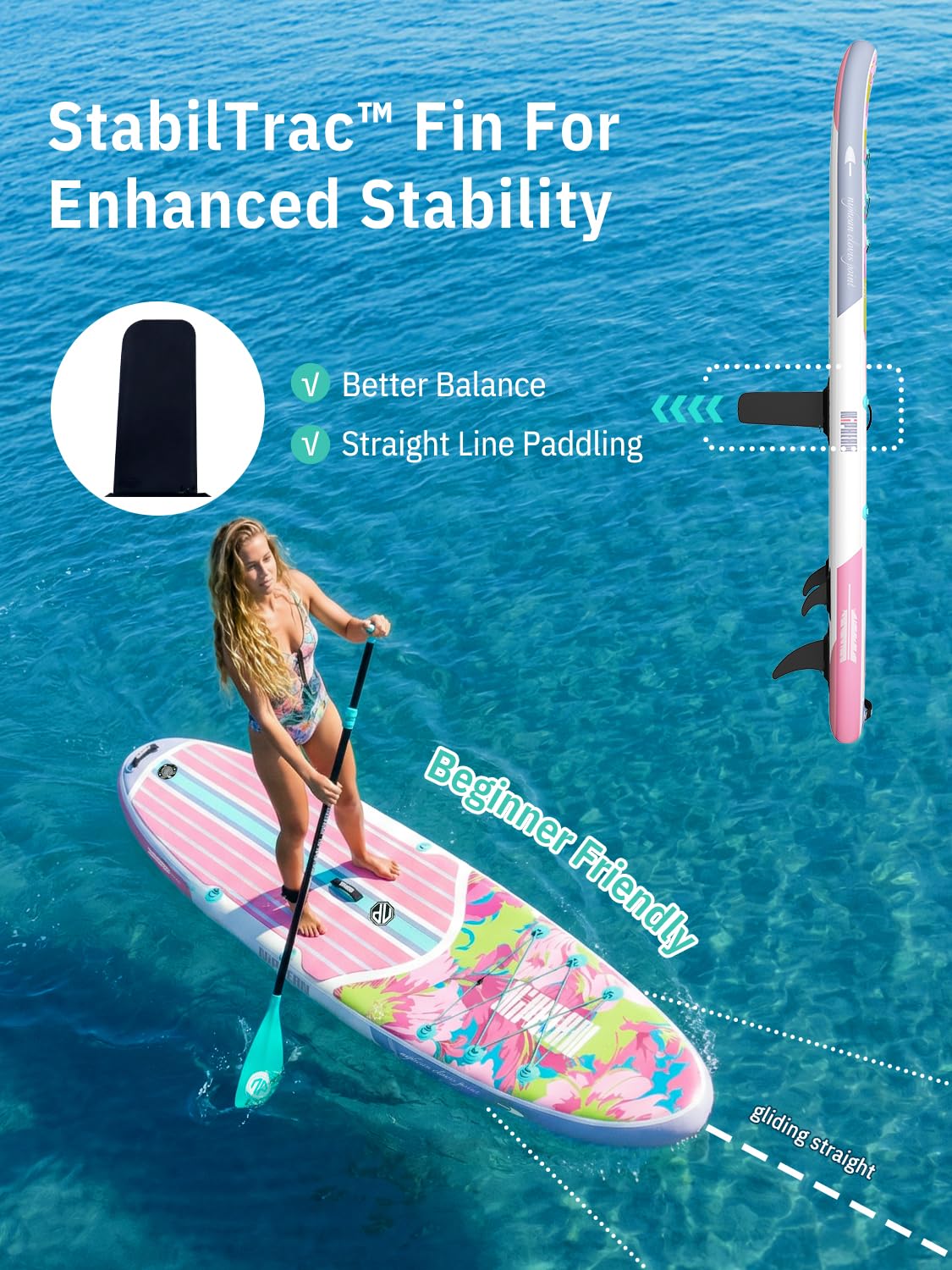 Niphean Inflatable Stand Up Paddle Board with Stabiltrac Fin Design and SUP Accessories, Anti-Slip EVA Deck, 10’6’’ Inflatable Paddle Boards for Adults & Youth of All Skill Levels