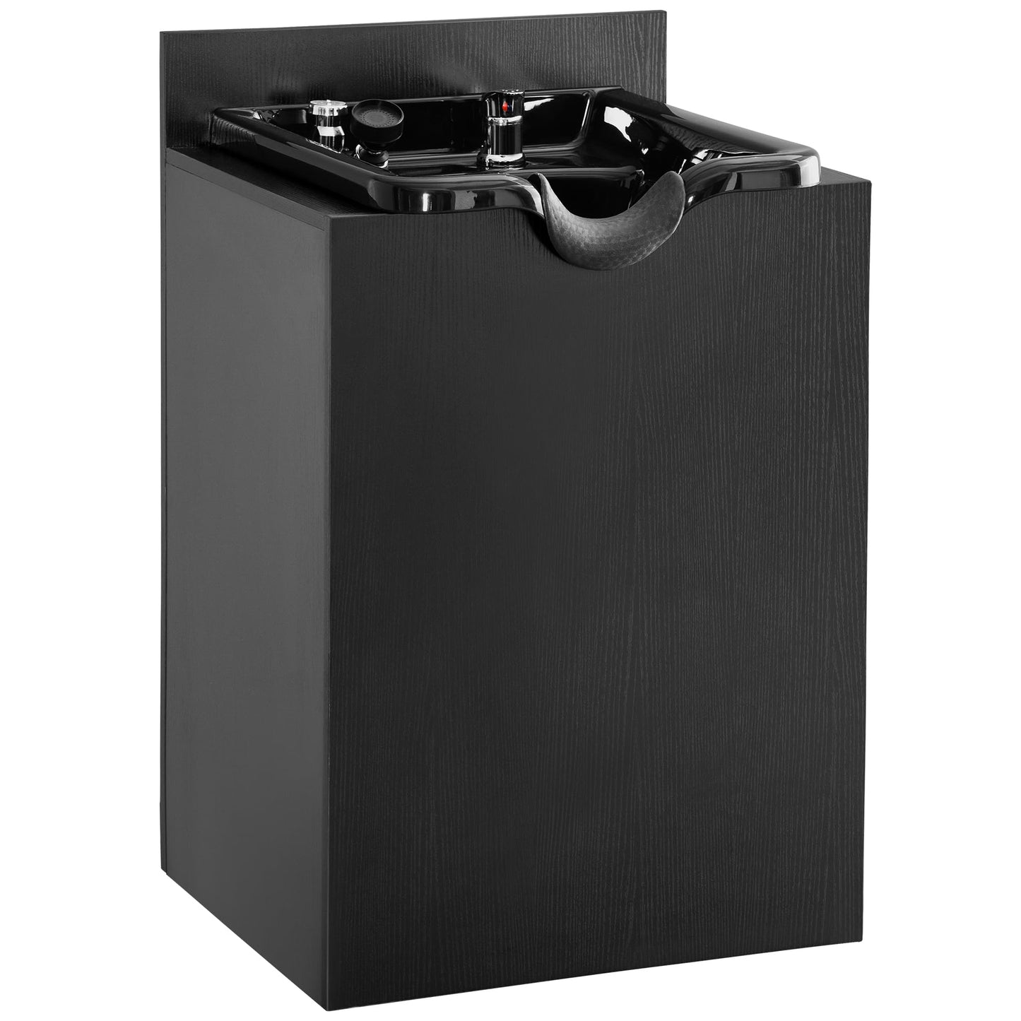 BarberPub Modern Shampoo Backwash Sink Station with Shampoo Bowl, Spa Salon Beauty Equipment with Engineered Wood, 22.8" (L) x 36.2" (H) x 18.7" (D) 6154-7134, Black