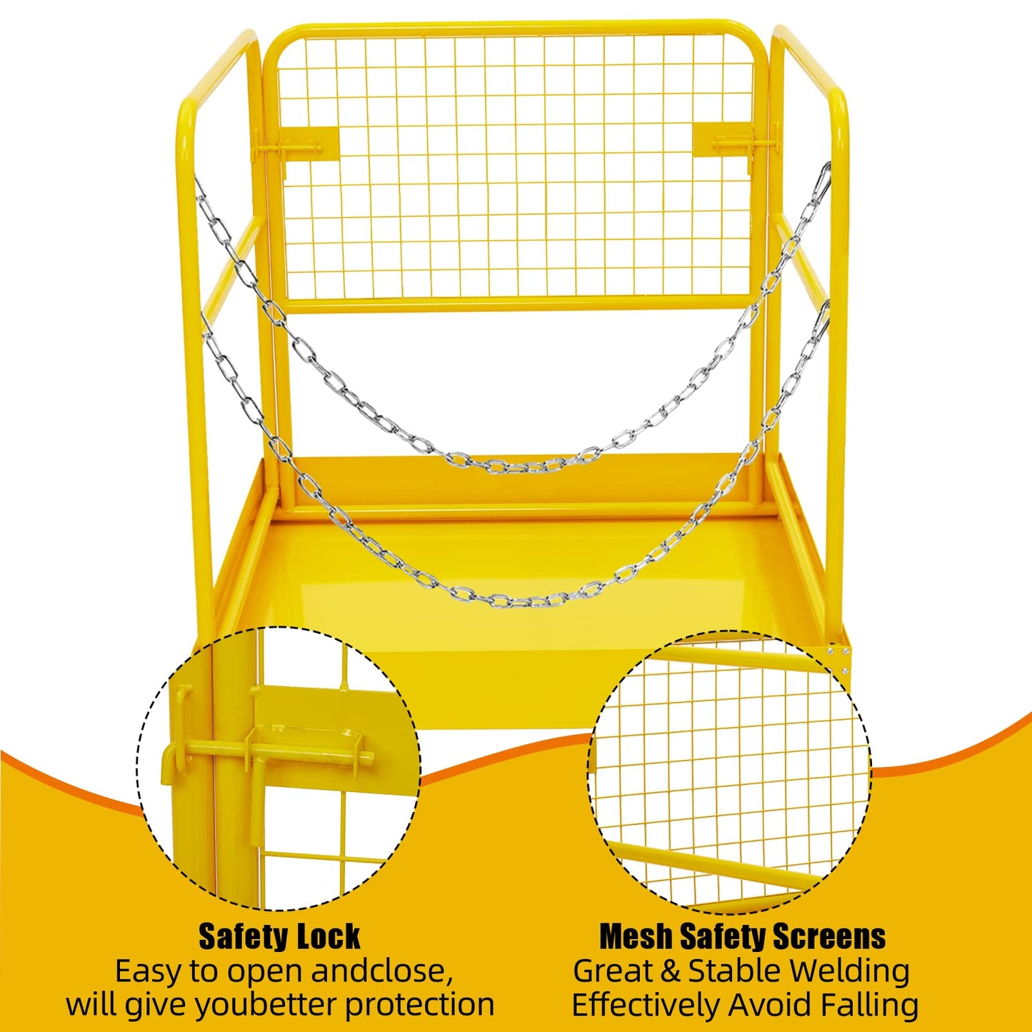 Towallmark Forklift Safety Cage 36"x36" for 1 or 2 People, Forklift Man Basket 1200 Lbs, Foldable Forklift Work Platform for Changing Lights, Painting, Roof Repair, Tree Service