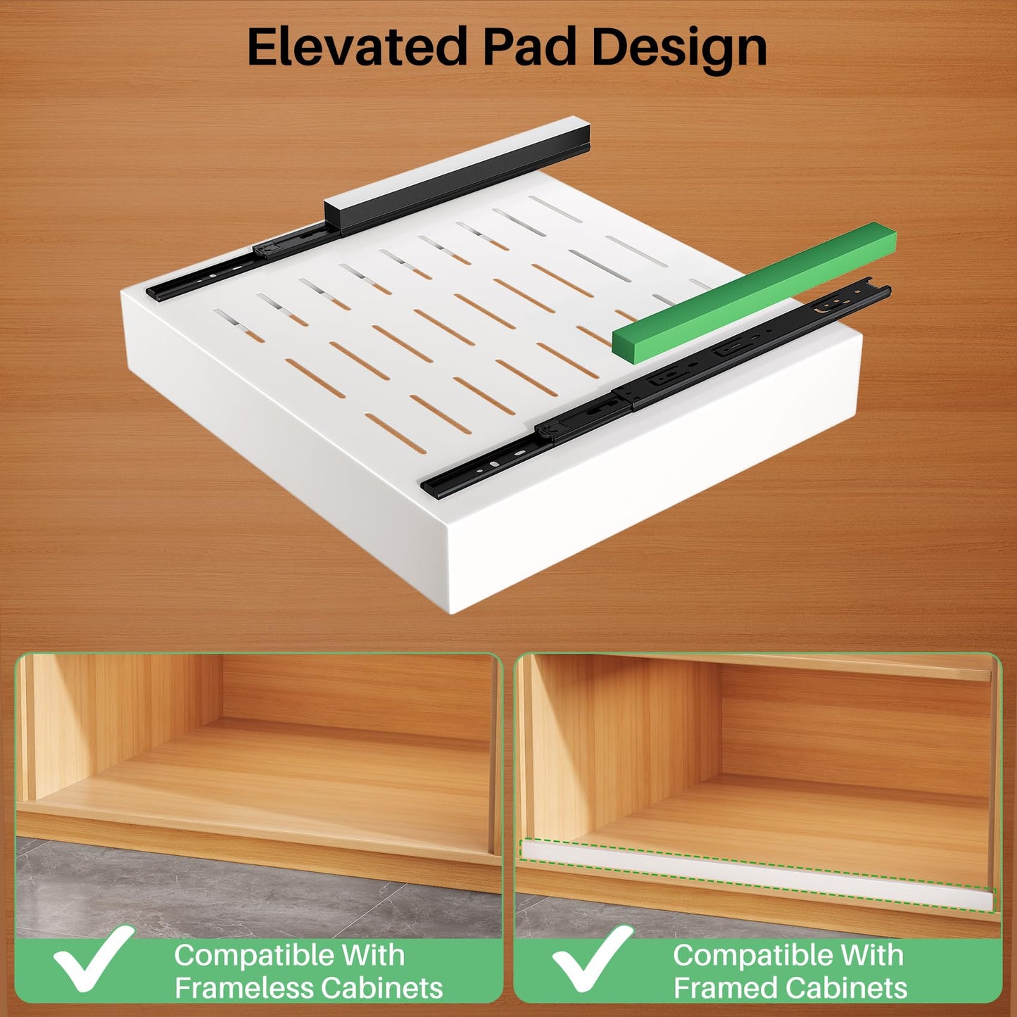4 Pack Pull out Cabinet Organizer, 21"Deep, Heavy Duty Full-extension Slide out Drawers for Kitchen Cabinet, Roll out Shelf Storage with Nano Adhesive for Pots, Bathroom, Pantry, Home, White