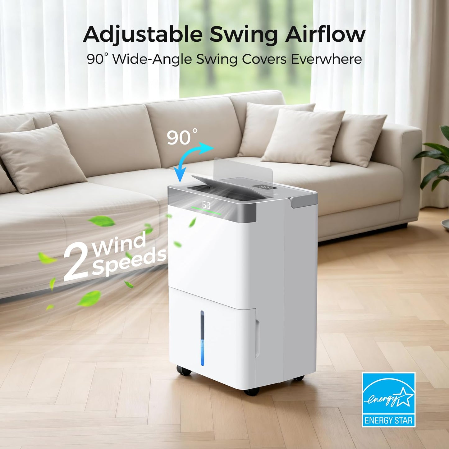 Max 80 Pints Dehumidifier Energy Star Most Efficient 2025 Smart Humidistat up to 5000 Sq.Ft with Drain Hose, Large Water Tank, WiFi Control, 24H Timer Dehumidifier for Basement,Bedroom,Home,Bathroom