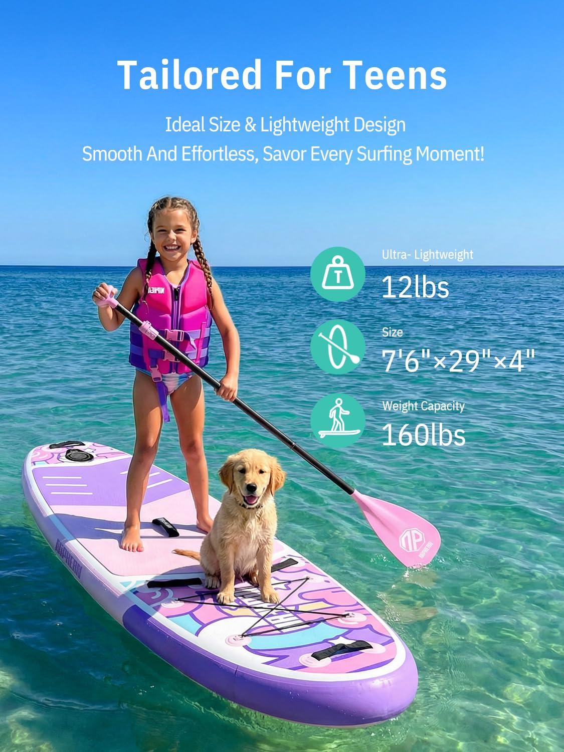 Niphean Inflatable Stand Up Paddle Board with Stabiltrac Fin Design and SUP Accessories, Anti-Slip EVA Deck, 10’6’’ Inflatable Paddle Boards for Adults & Youth of All Skill Levels