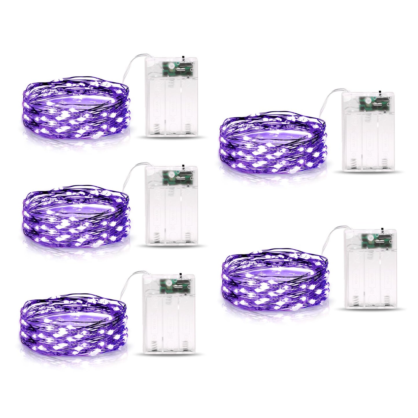 Minetom 5 Pack Fairy Lights, 7ft 20 LED String Lights, Battery Operated, Waterproof, Purple