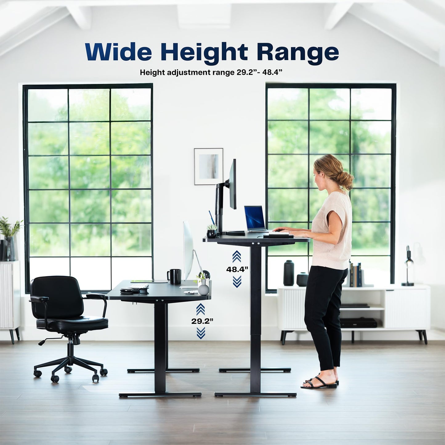 VIVO Electric 71 x 30 in Standing Desk, Memory Height Adjustment, 1B Series, Holds 220 lbs, Black Top Gray Frame, DESK-KIT-1G7B