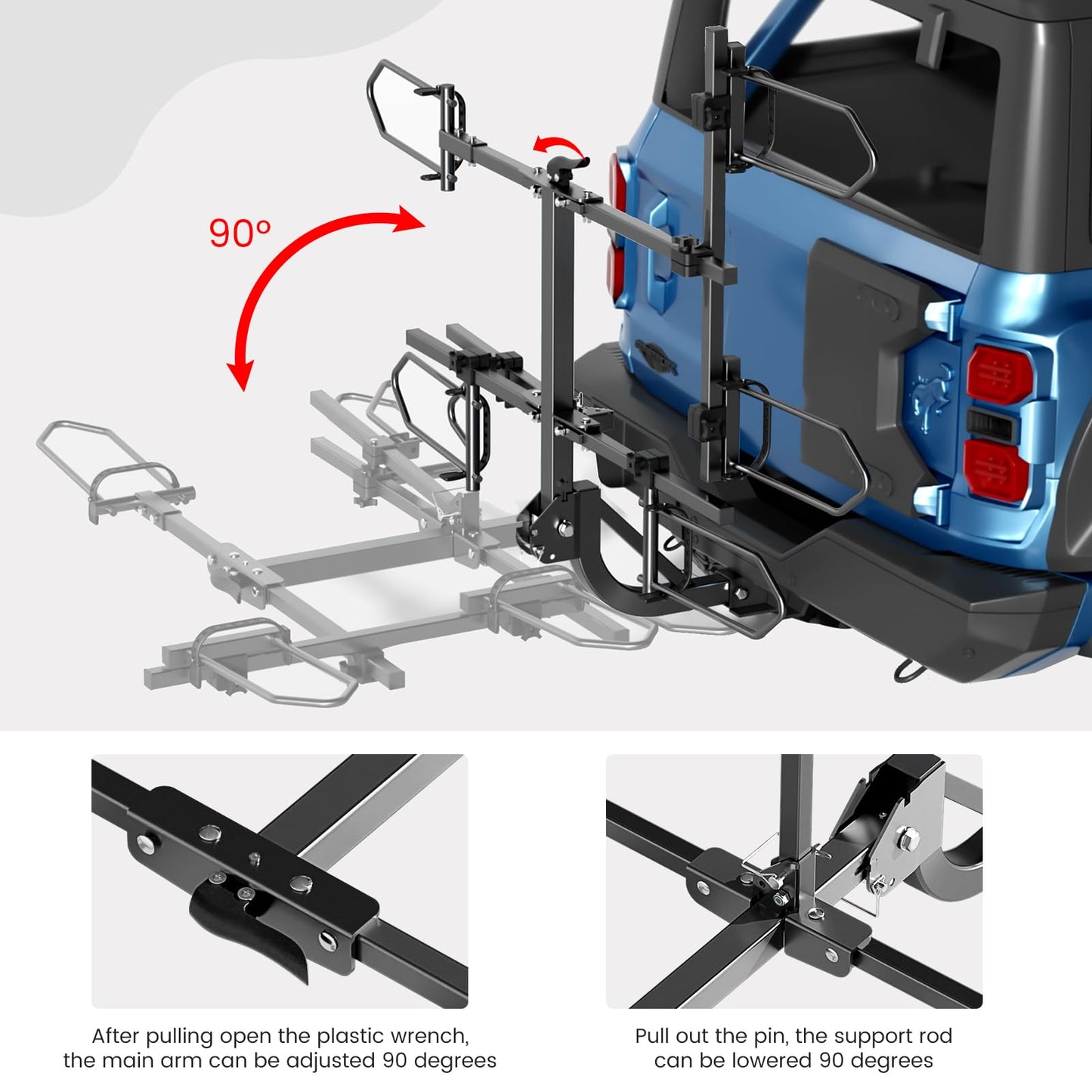 ABORON Heavy Duty Trike Hitch Rack for SUV Truck Van RV, Foldable Fat Tire Adult Tricycle Bike Carrier, 270 lbs Capacity Platform Tow Bar Rack for 2 Inch Receiver