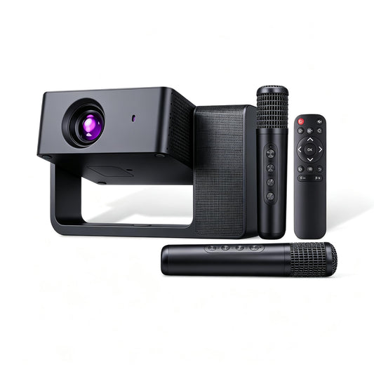 【SPEAKER & KARAOKE SPEAKER & PROJECTOR 3 IN 1】 LERMAYAL Smart Projector with WiFi and Bluetooth,Native 1080P, Electric Focus & Keystone & 4K Support Home Movie Projector (Black)