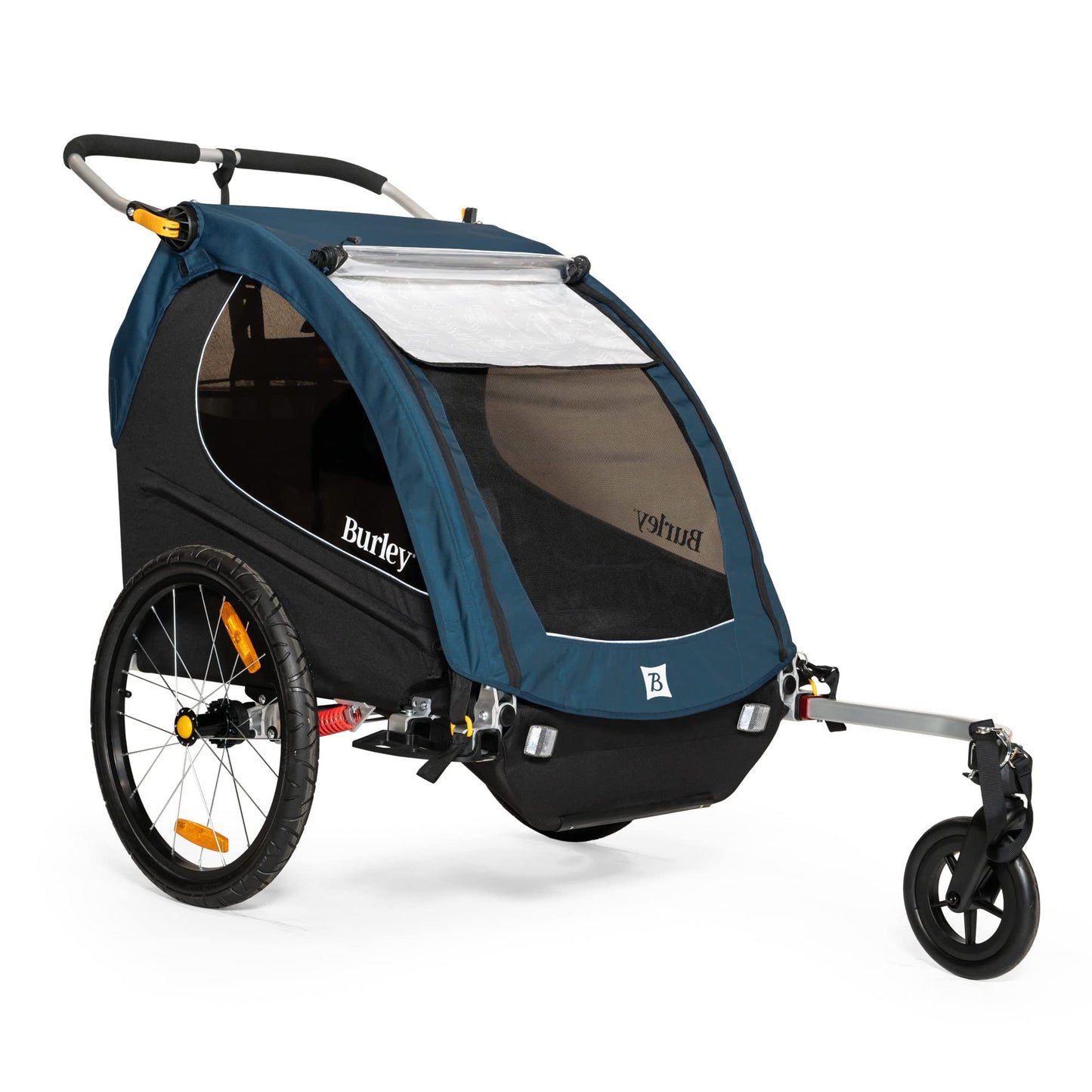 Burley Encore X | 2-Seat Bike Trailer & Stroller with Suspension, Padded Seats, Weather-Resistant Cover & Compact Fold