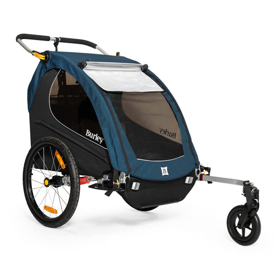 Burley Encore X | 2-Seat Bike Trailer & Stroller with Suspension, Padded Seats, Weather-Resistant Cover & Compact Fold