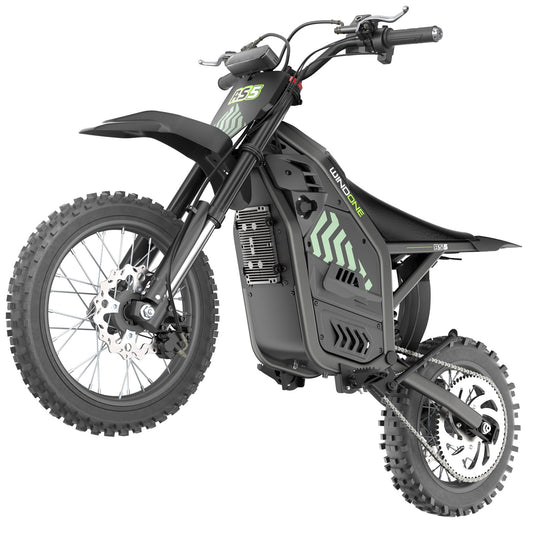 WindoneRide RS5 Electric Dirt Bike, 2200W 37MPH Electric Motorcycle, 48V/22.5Ah Battery Ebike, Full-Suspension Off-Road Mountain E Dirt Bike, Dual Hydraulic Brakes, Light Green