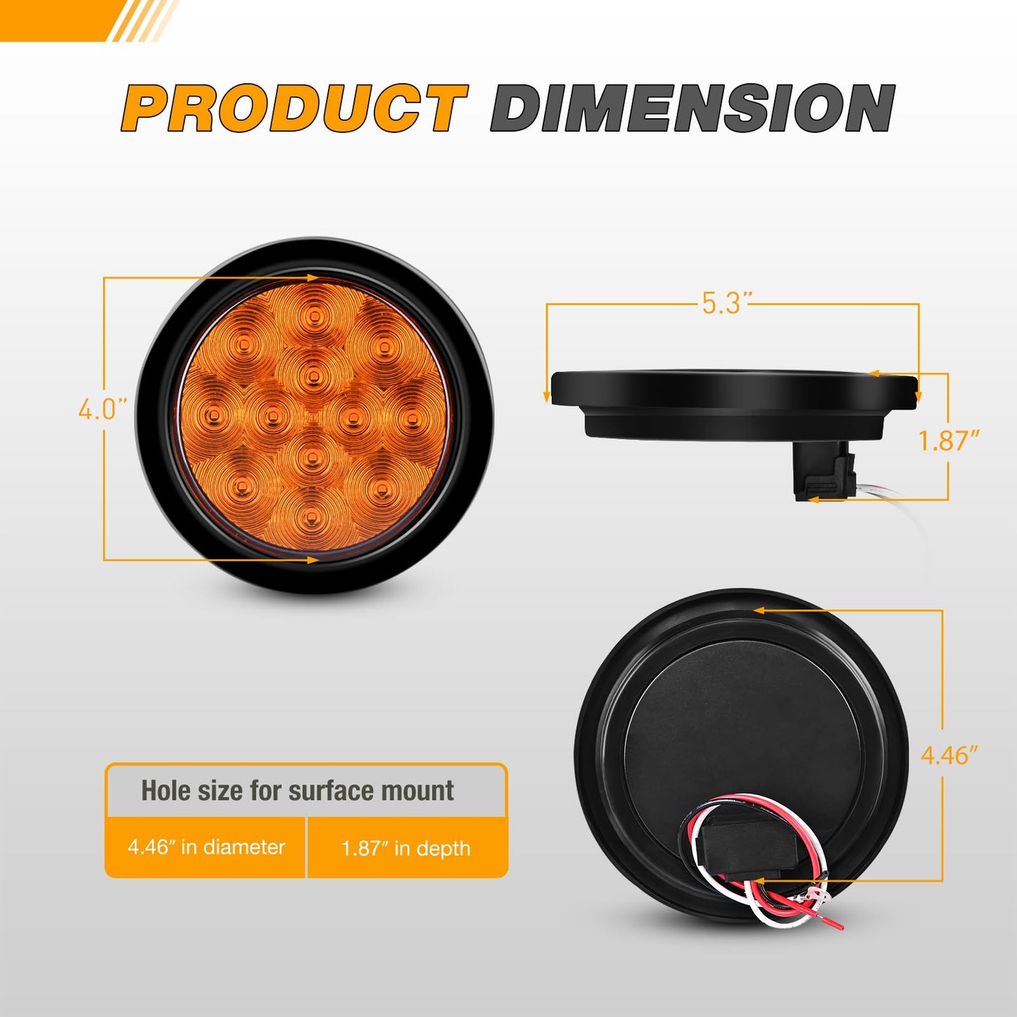 GOOACC Trailer Tail Light 2 PCS 12 LED Amber Turn Signals IP67 Waterproof Model Tail-13