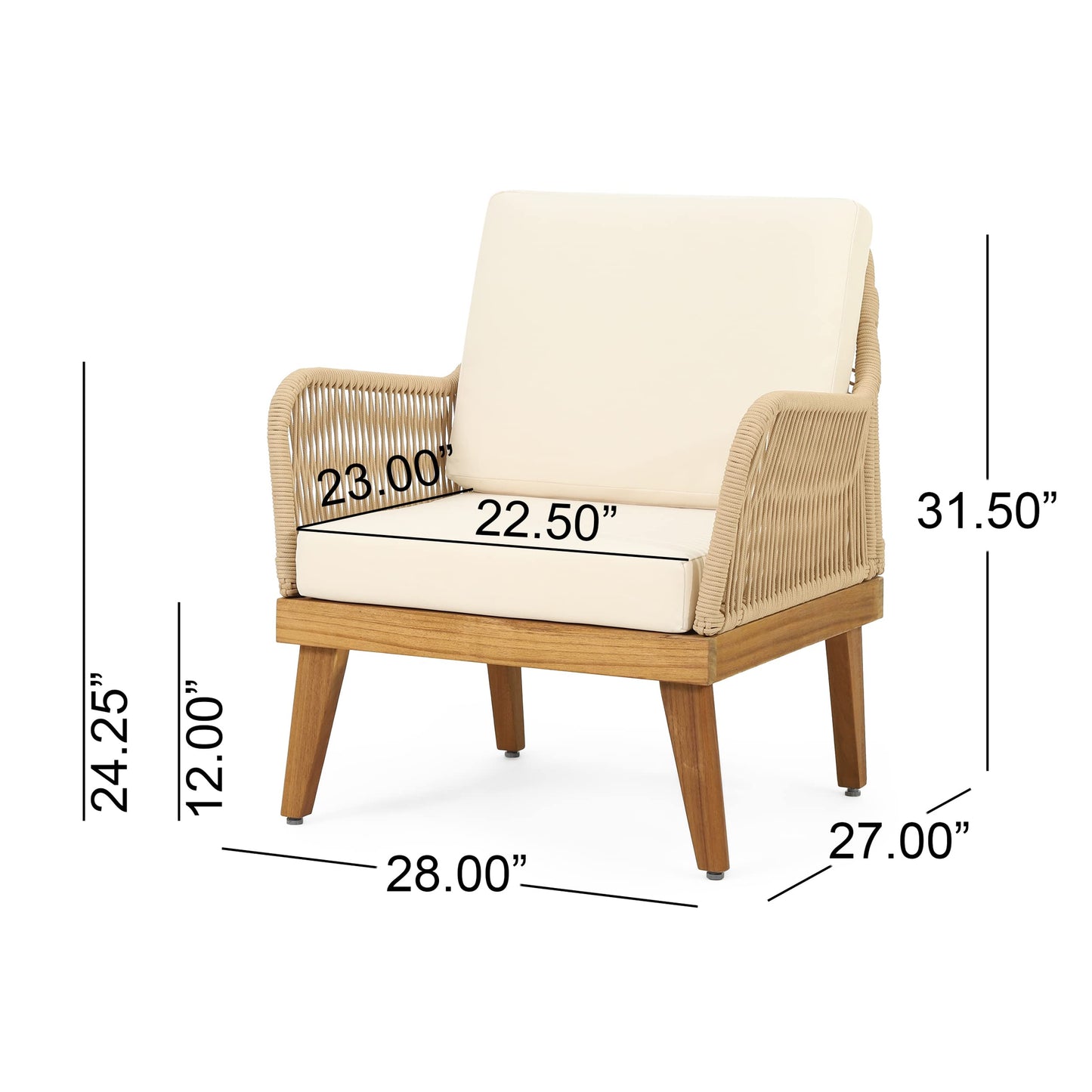 Christopher Knight Home Annisa Chat Set, Teak + Light Brown + Beige