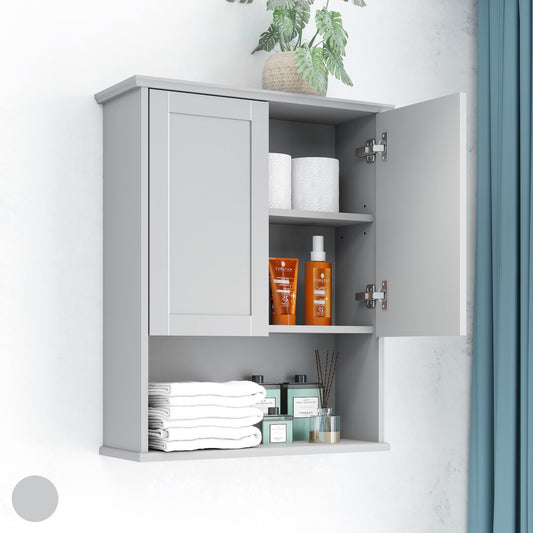 VIMYFAMY Bathroom Cabinet Wall Mount Buffering Hinge,23"x29" inch Over Toilet Storage Cabinet and Adjustable Shelves, Large Space Wooden Medicine Cabinet (Light Gray)