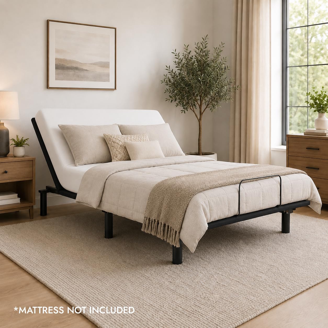Quest Q1 - Adjustable Bed Frame - Slim Adjustable Bed Base with Head Articulation and Wired Remote - Works with Most Mattresses (Queen)