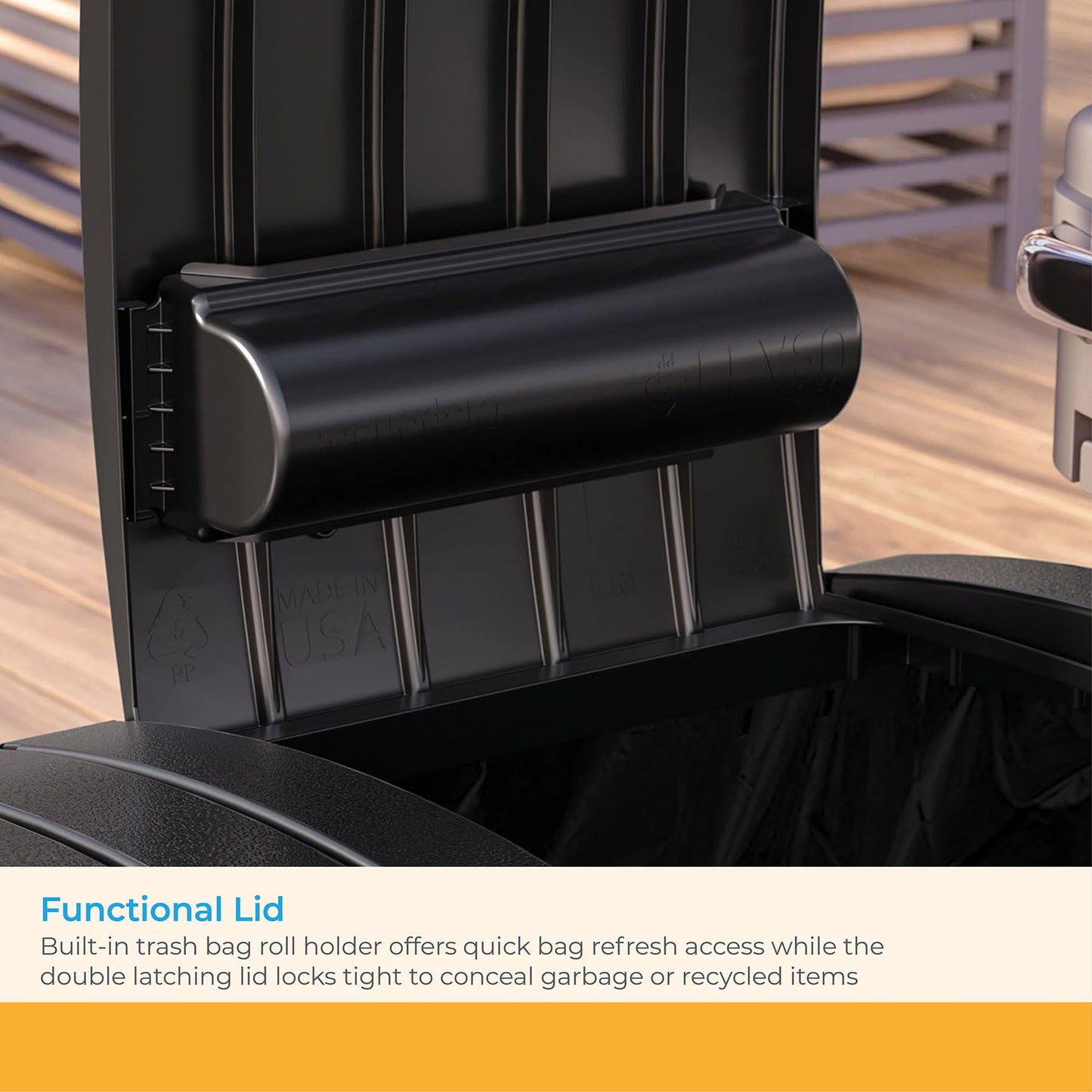 Suncast Dual Trash Hideaway Cabinet for Garbage and Recycle Bags, Discrete Outdoor Trash Cabinet with Concealed Trash Bag Holders, Holds Two 33-Gal. Bags, Made in the USA