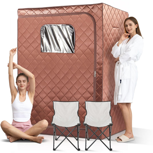 amocane 2 Person Portable Infrared Sauna, Oversize Full Body Home Sauna Spa for Relaxation & Detox, Dry Heated Saunas Tent with Remote Control, 2 Foldable Sauna Chairs(L 47.24" x W 35.43" x H 62.99")