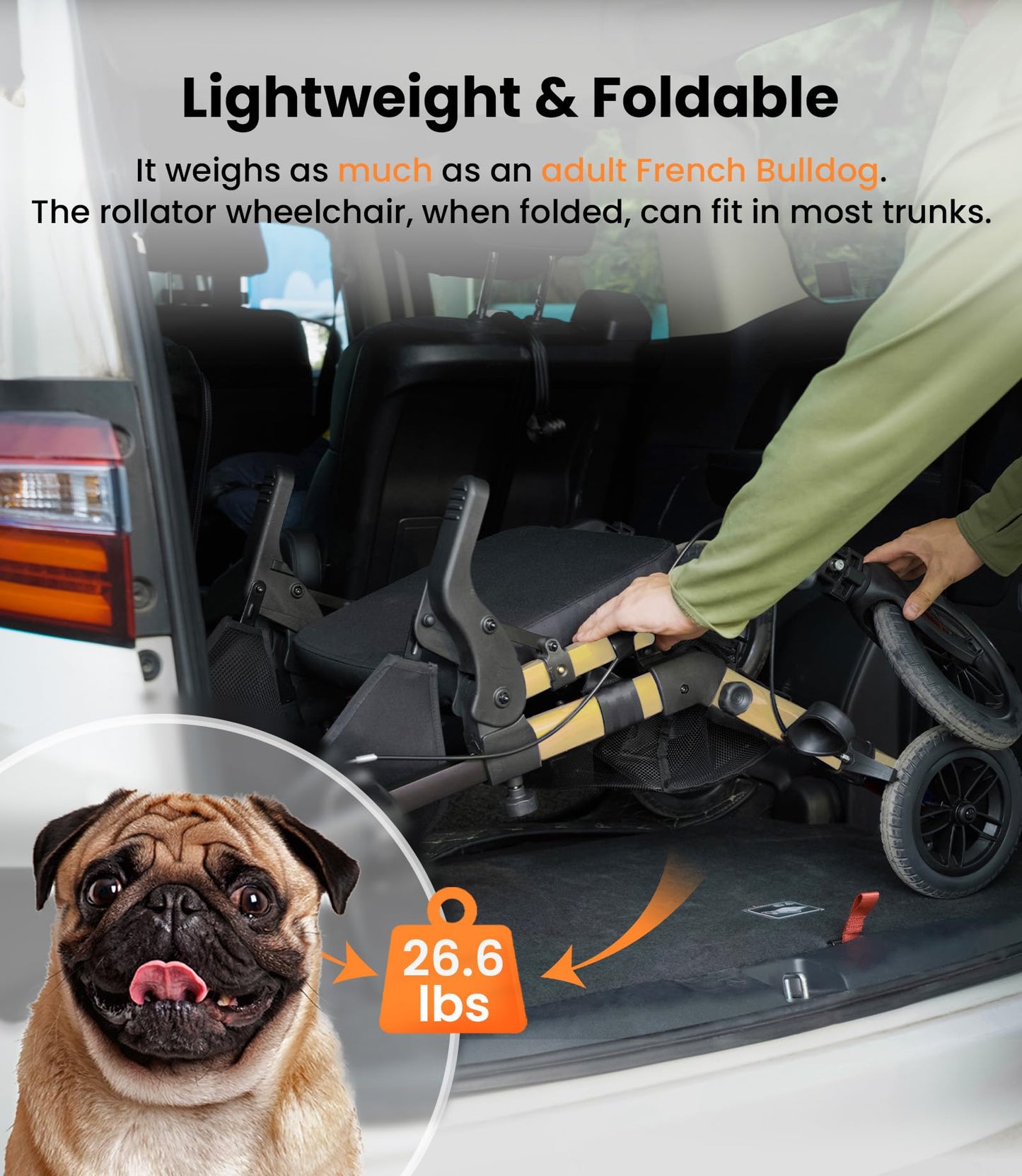 VOCIC Walkers-for-Seniors, Rollator-Walker-with-Seat, Transport-Wheelchair-Lightweight-Foldable, Adult Rolling Walker, Rollator Transport Chair with Brakes, 2 in 1 Walker Wheelchair Combo Z51