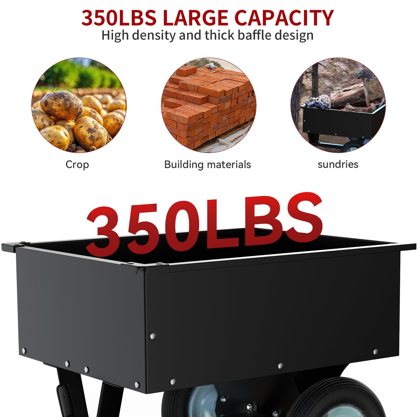 YITAMOTOR ATV Dump Trailer 350LBS, 8 Cu.Ft Tow Behind Utility Dump Trailer, Black Steel Utility Dump Cart for Garden & Yard Work, ATV/UTV Trailer Tow Behind Lawn for Riding Lawn Mower Tractor